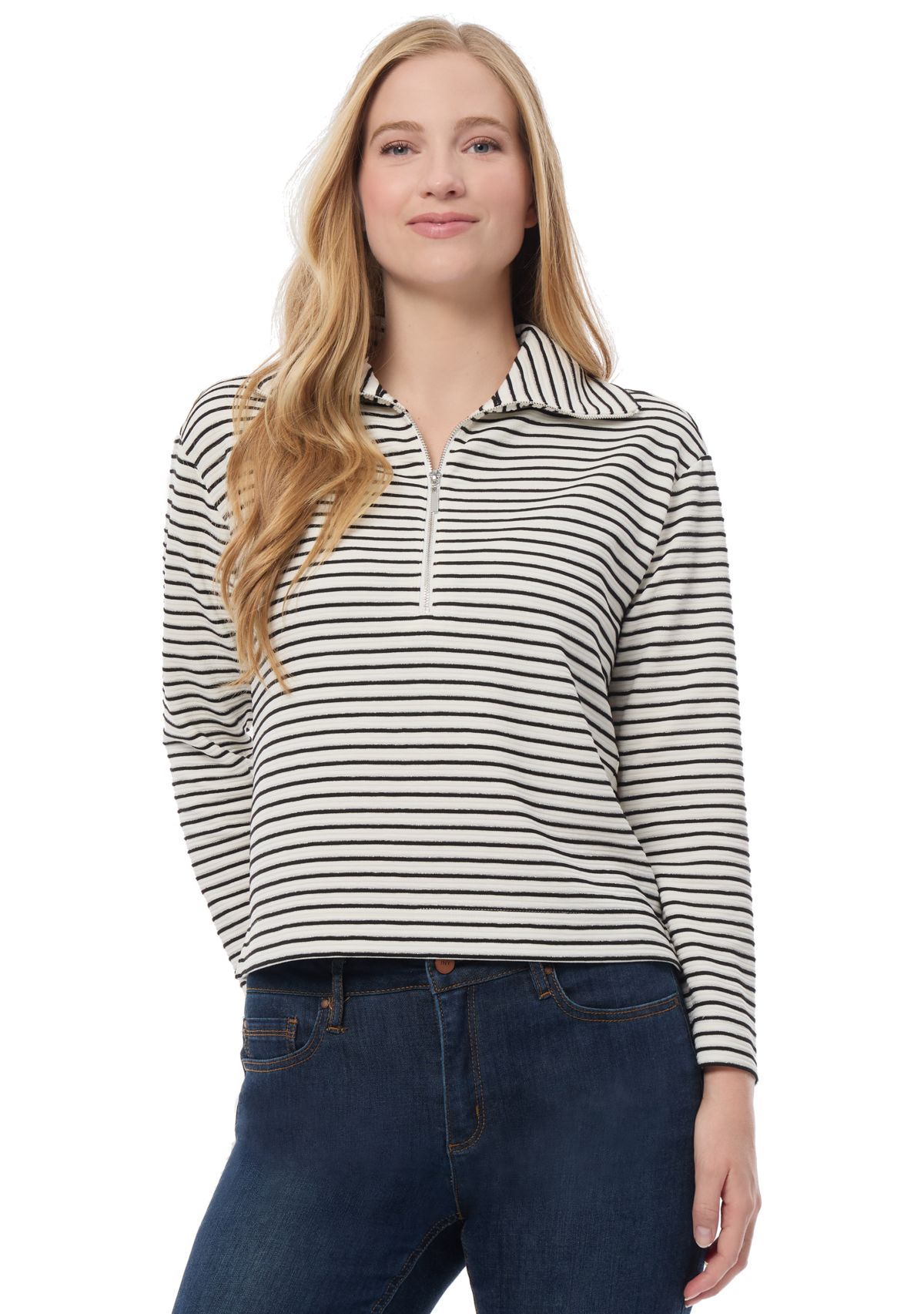 Petite Lurex Ottoman Quarter Zip Pullover 