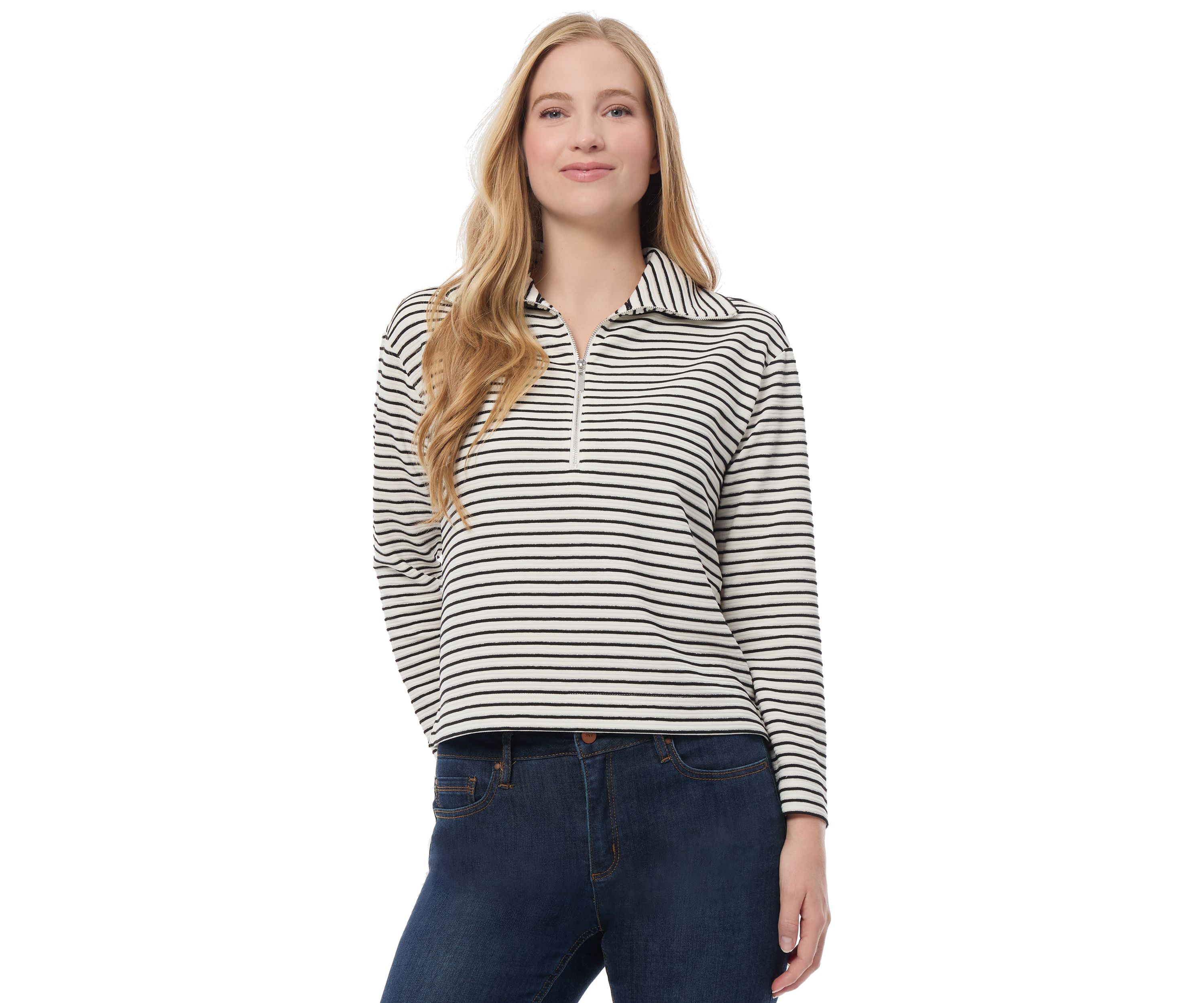 Petite Lurex Ottoman Quarter Zip Pullover 