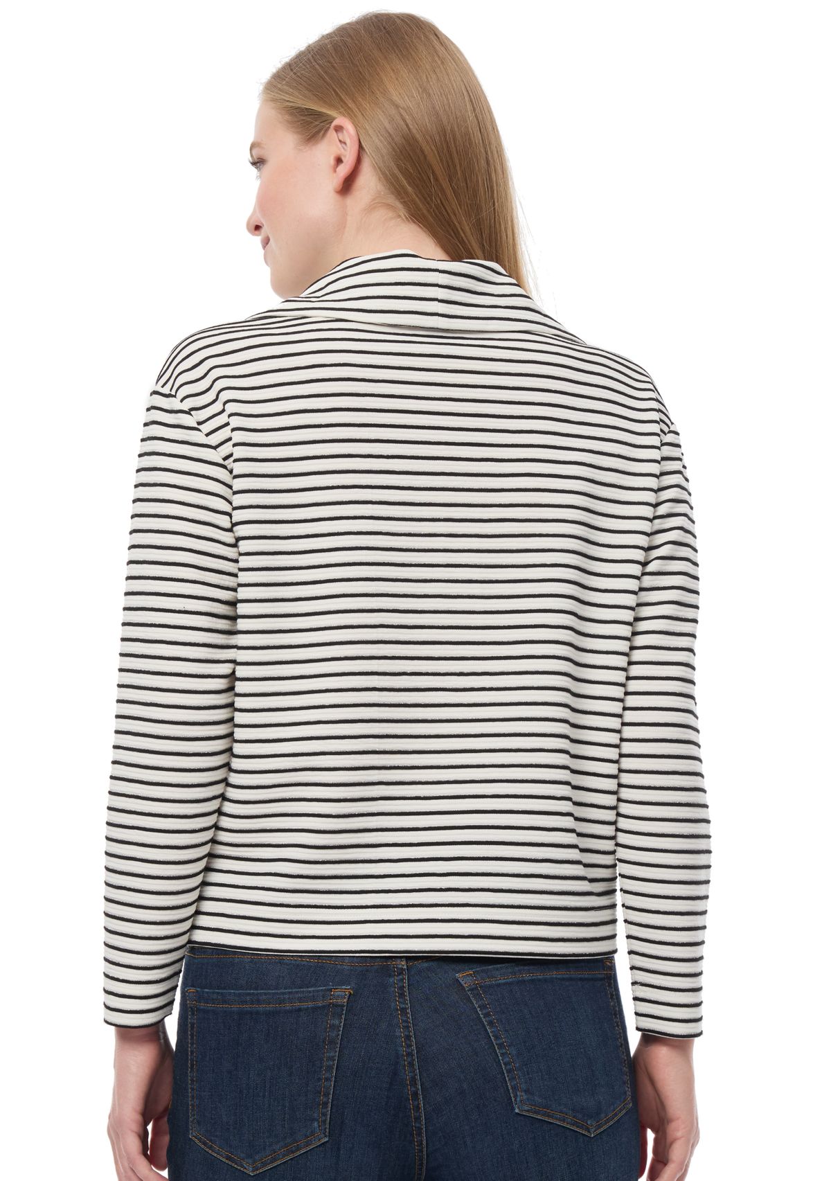 Petite Lurex Ottoman Quarter Zip Pullover 