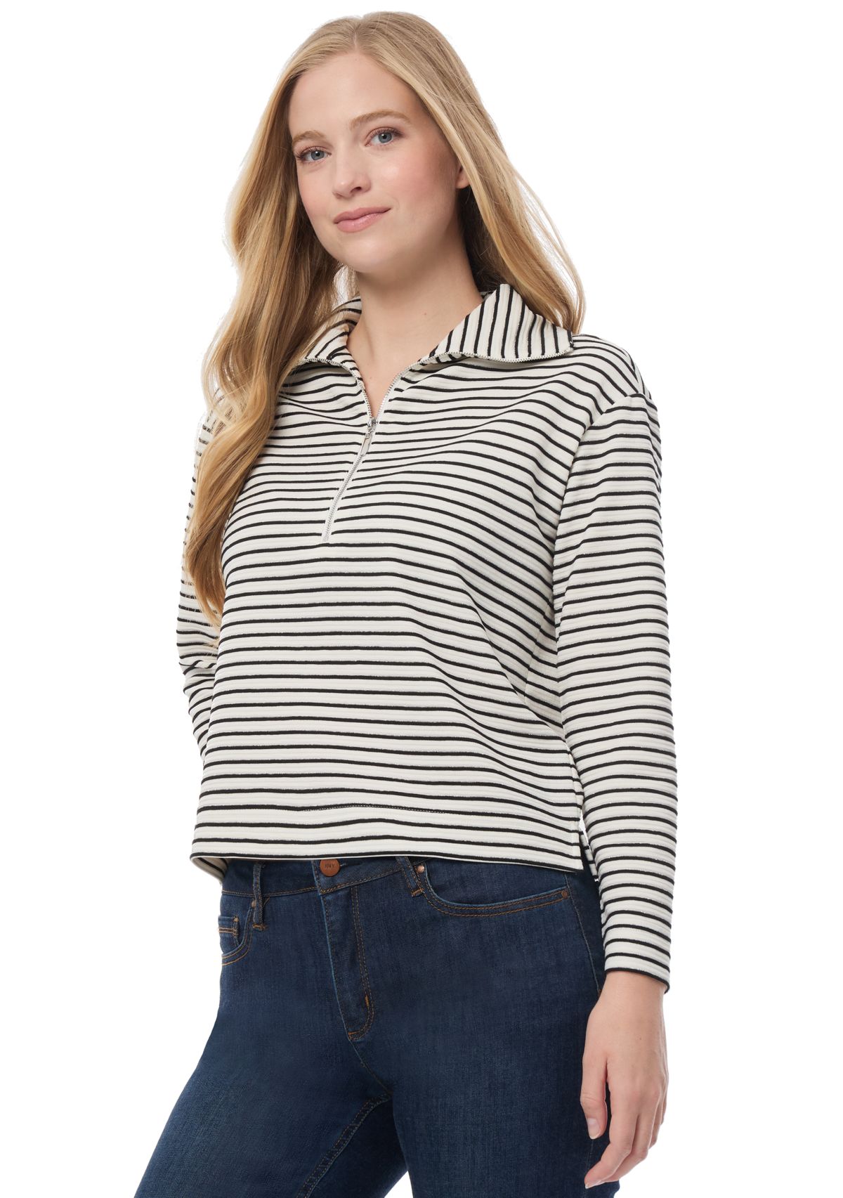 Petite Lurex Ottoman Quarter Zip Pullover 