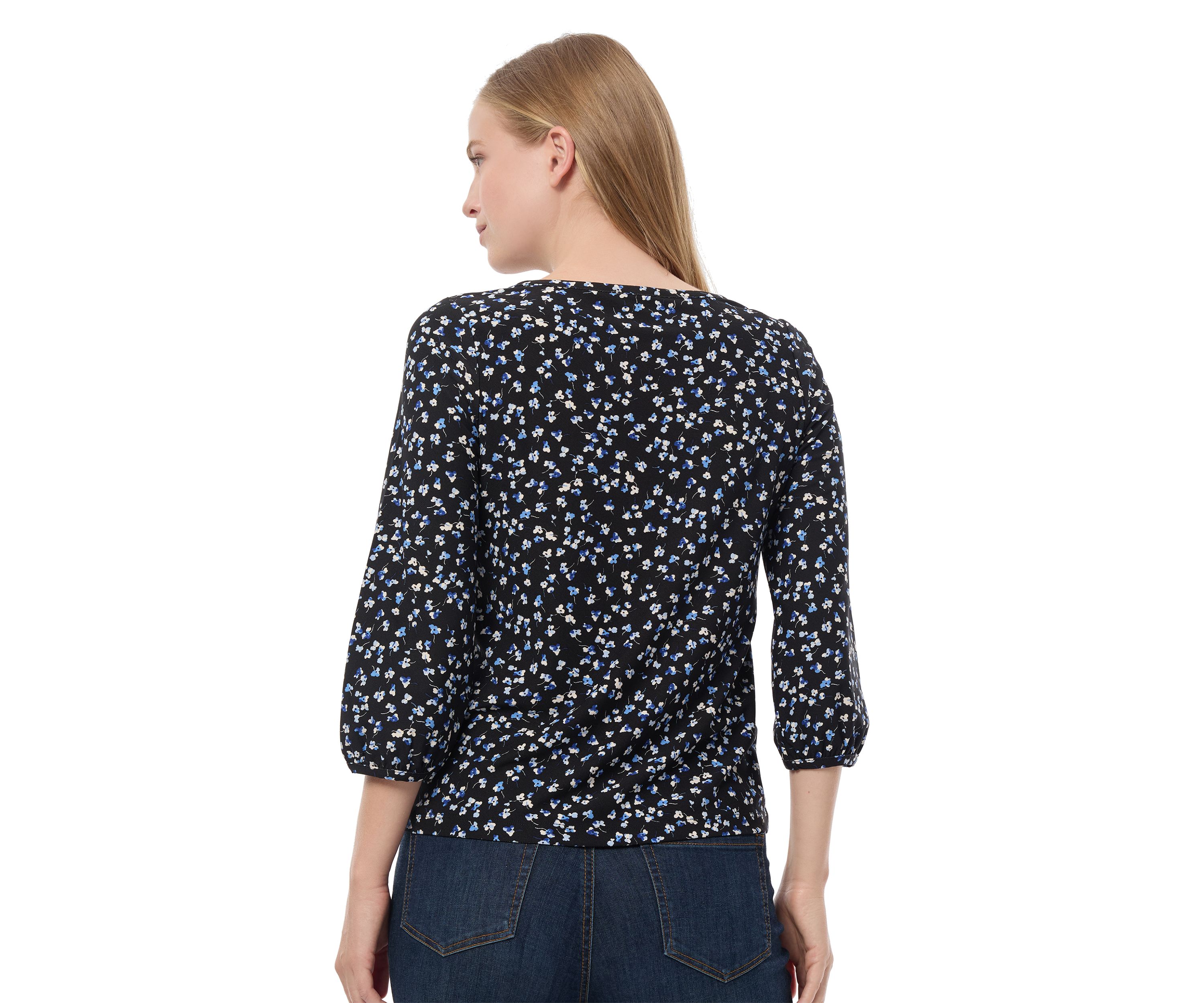 Womens 3/4 Printed Moss Crepe Top