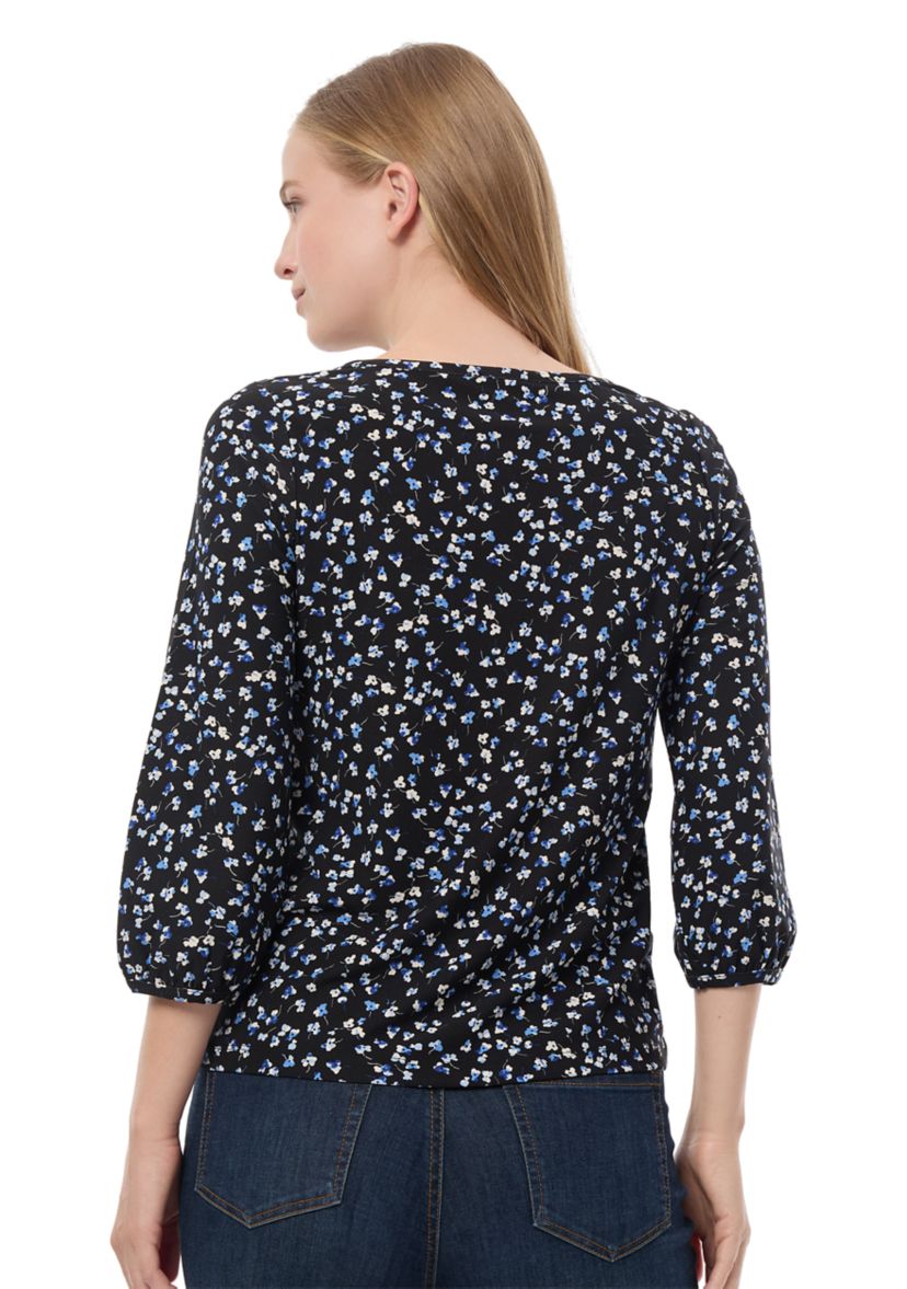 Womens 3/4 Printed Moss Crepe Top