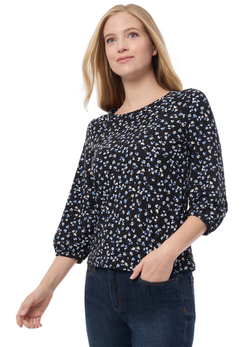 Womens 3/4 Printed Moss Crepe Top