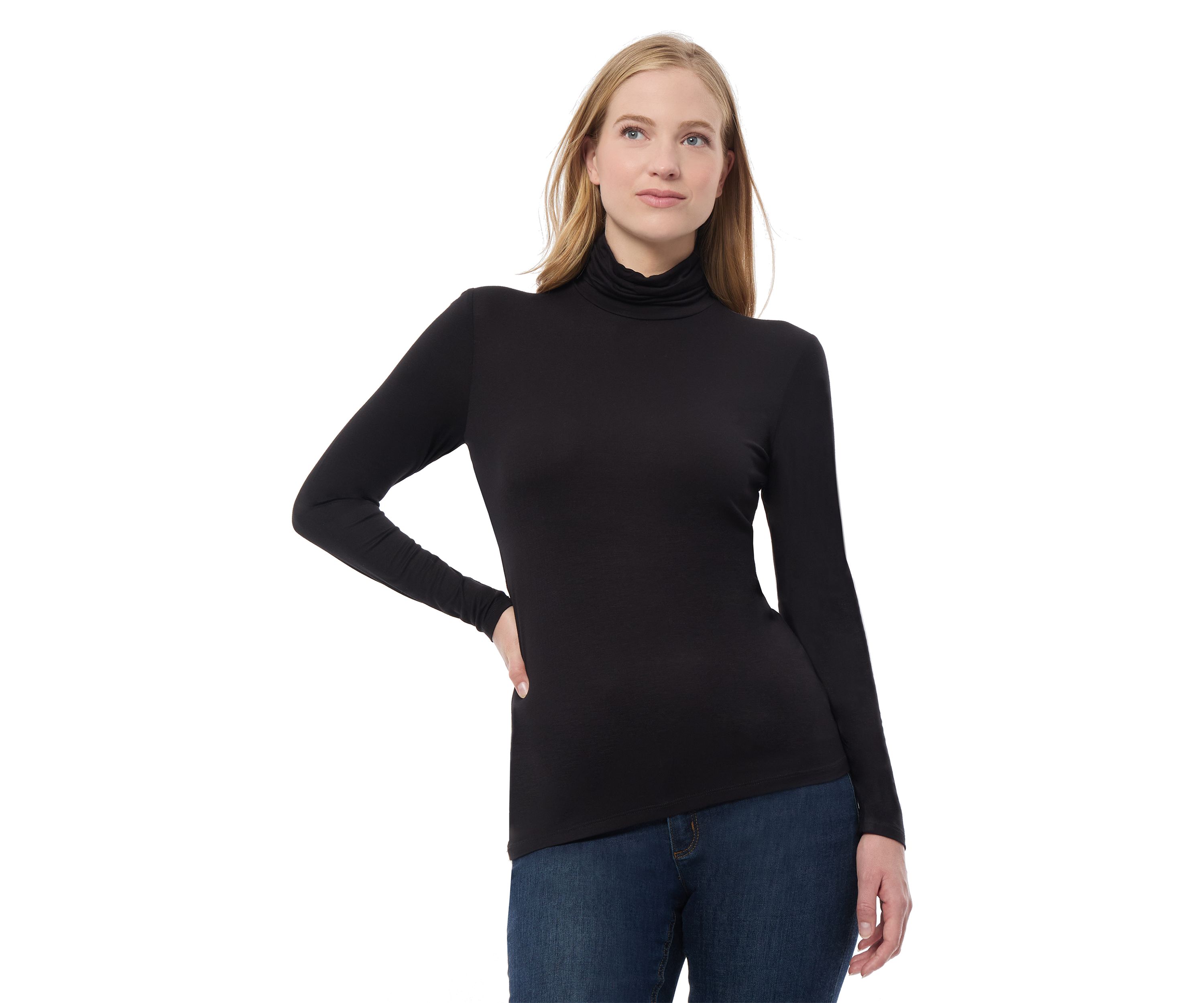 Womens Long Sleeve Jersey Turtleneck Top 
