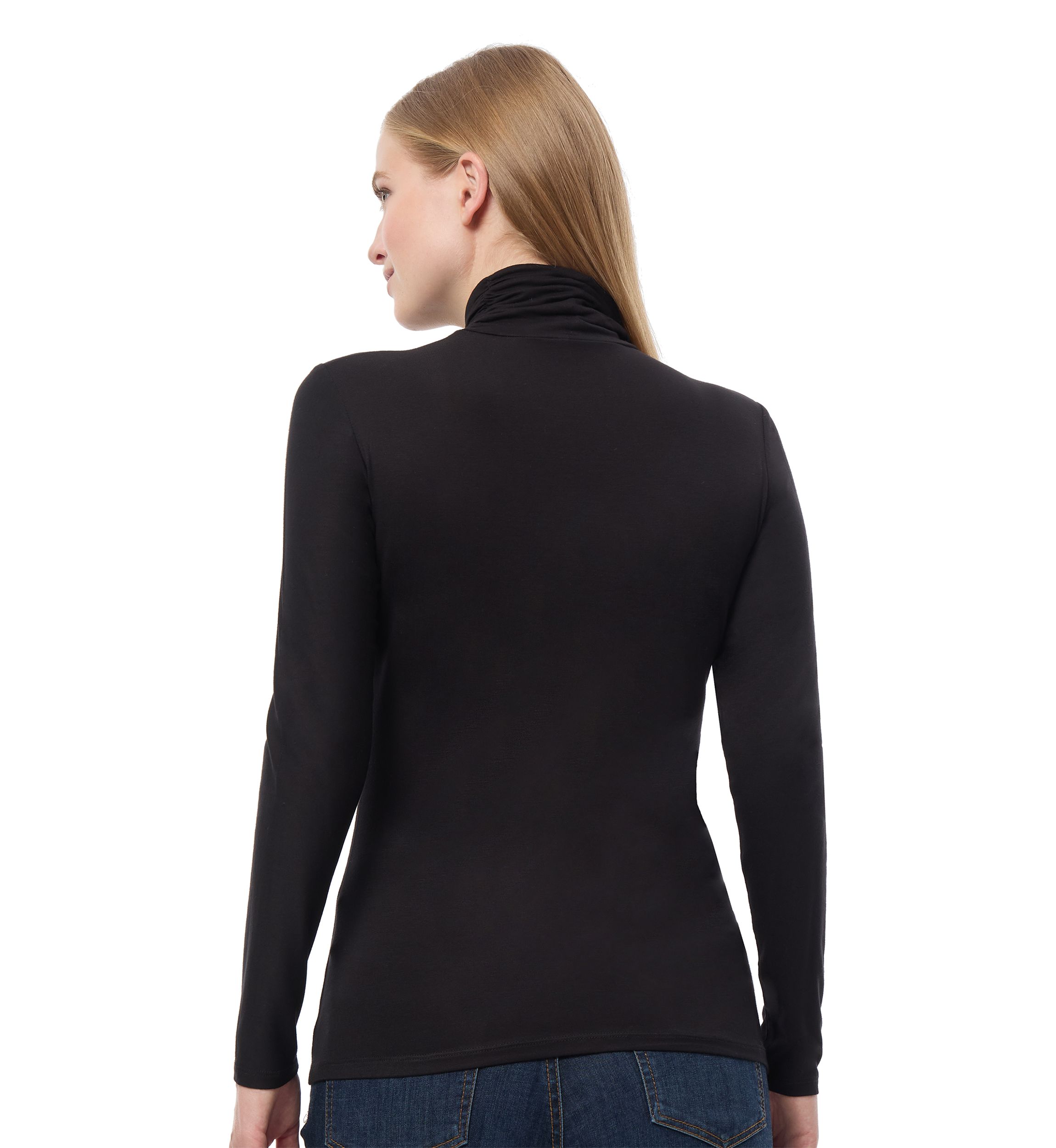 Womens Long Sleeve Jersey Turtleneck Top 