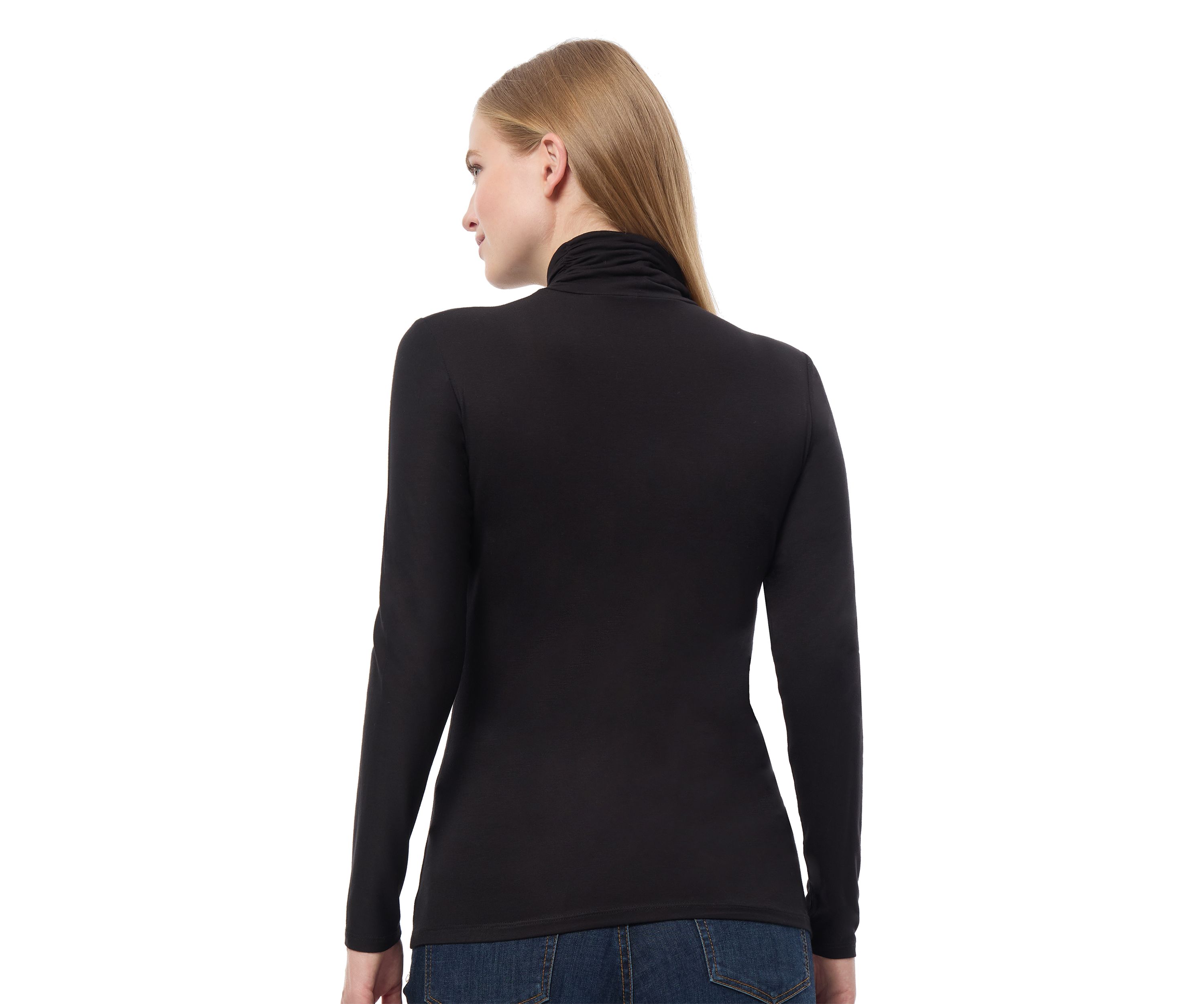 Womens Long Sleeve Jersey Turtleneck Top 