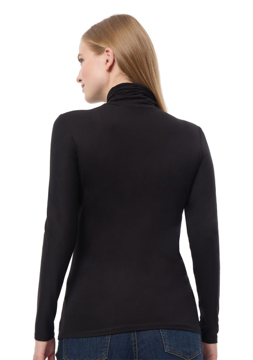 Womens Long Sleeve Jersey Turtleneck Top 