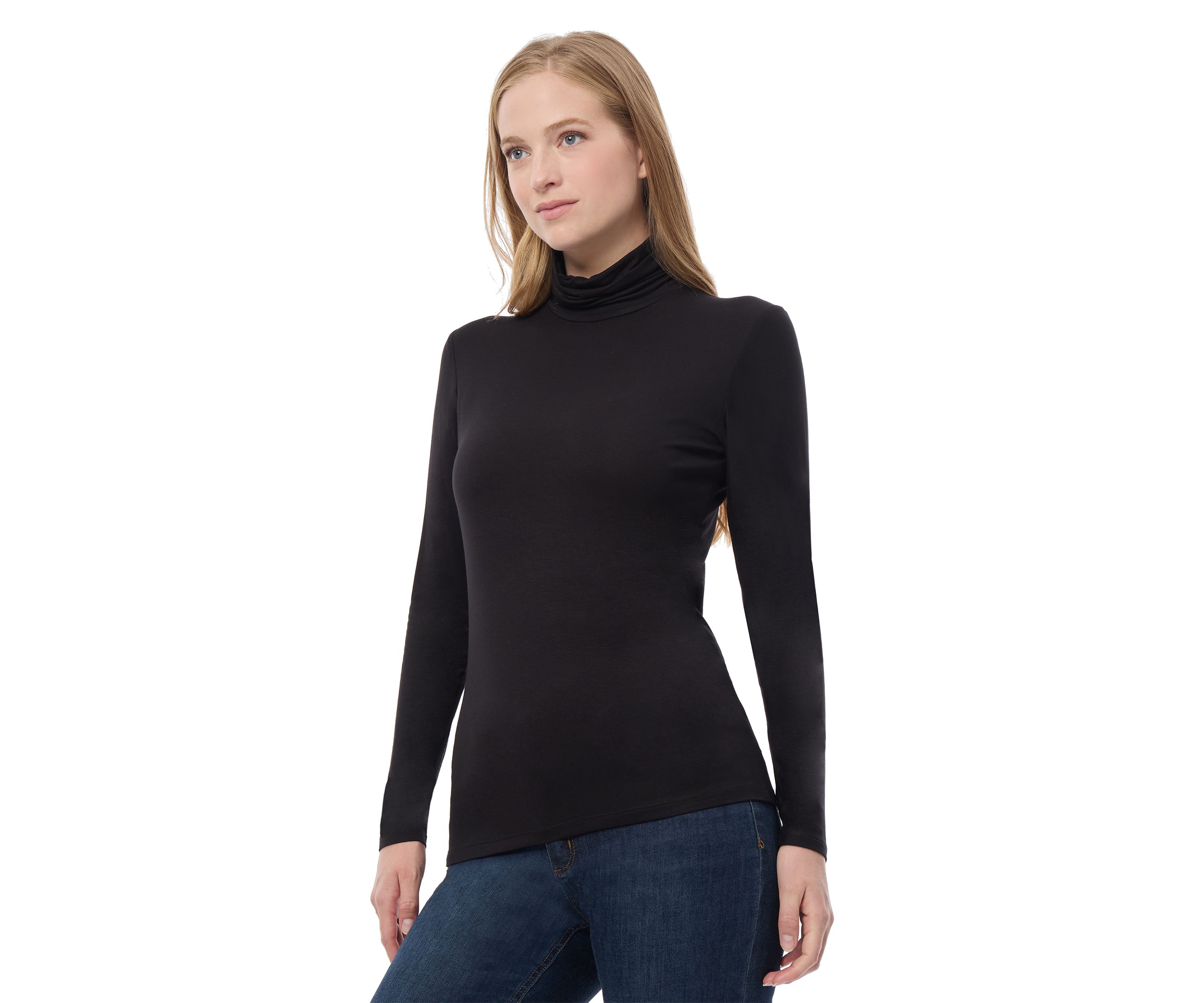 Womens Long Sleeve Jersey Turtleneck Top 
