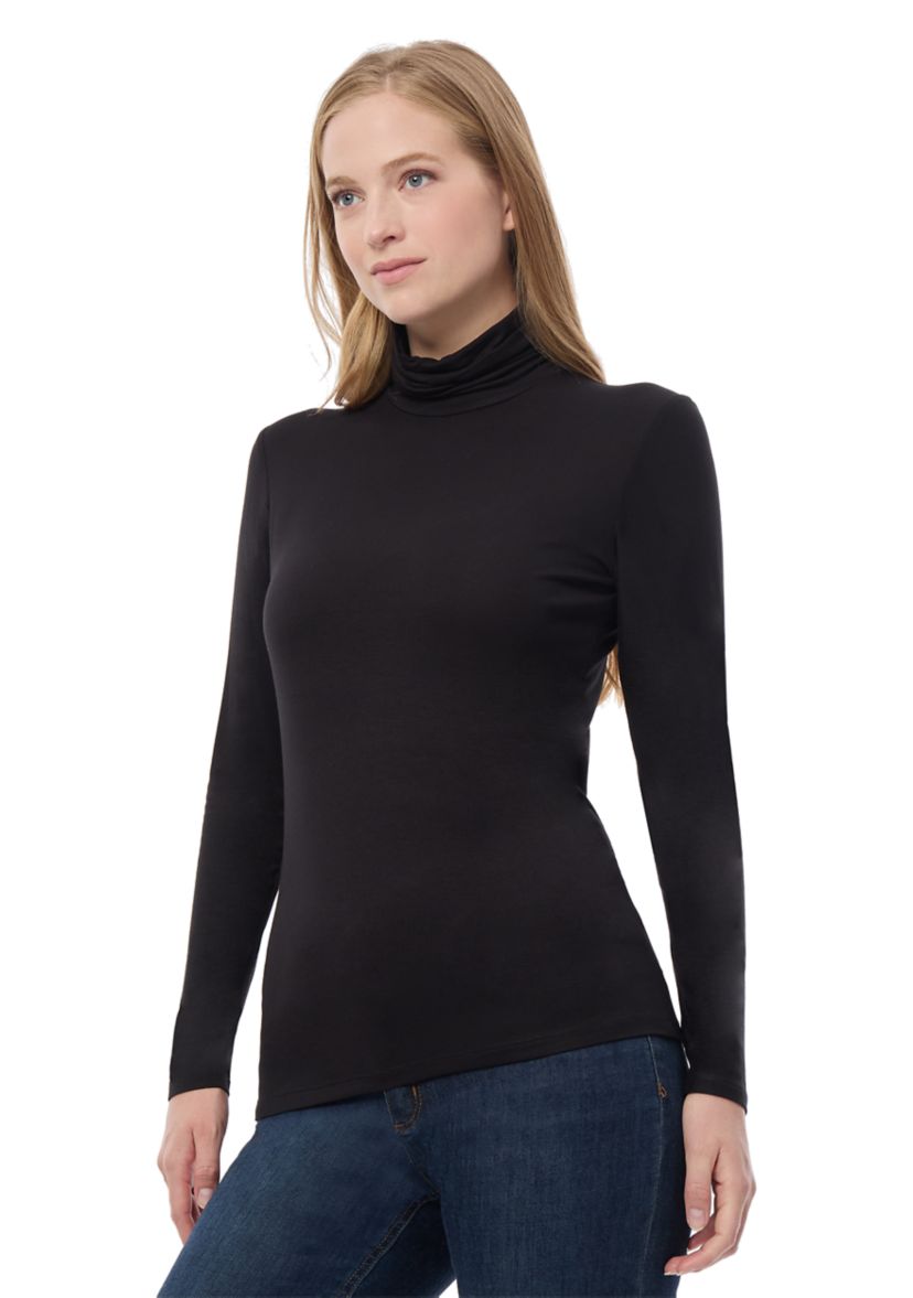 Womens Long Sleeve Jersey Turtleneck Top 