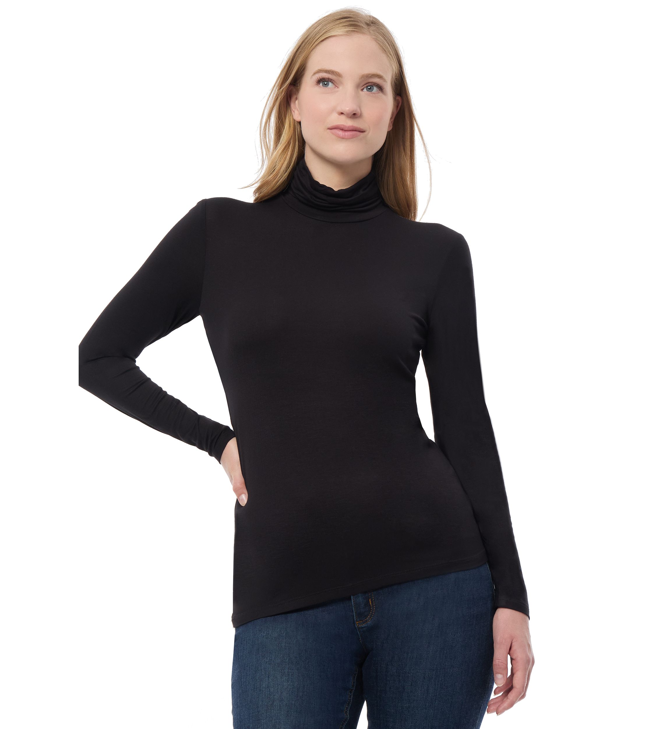 Petite Long Sleeve Mock Neck Top