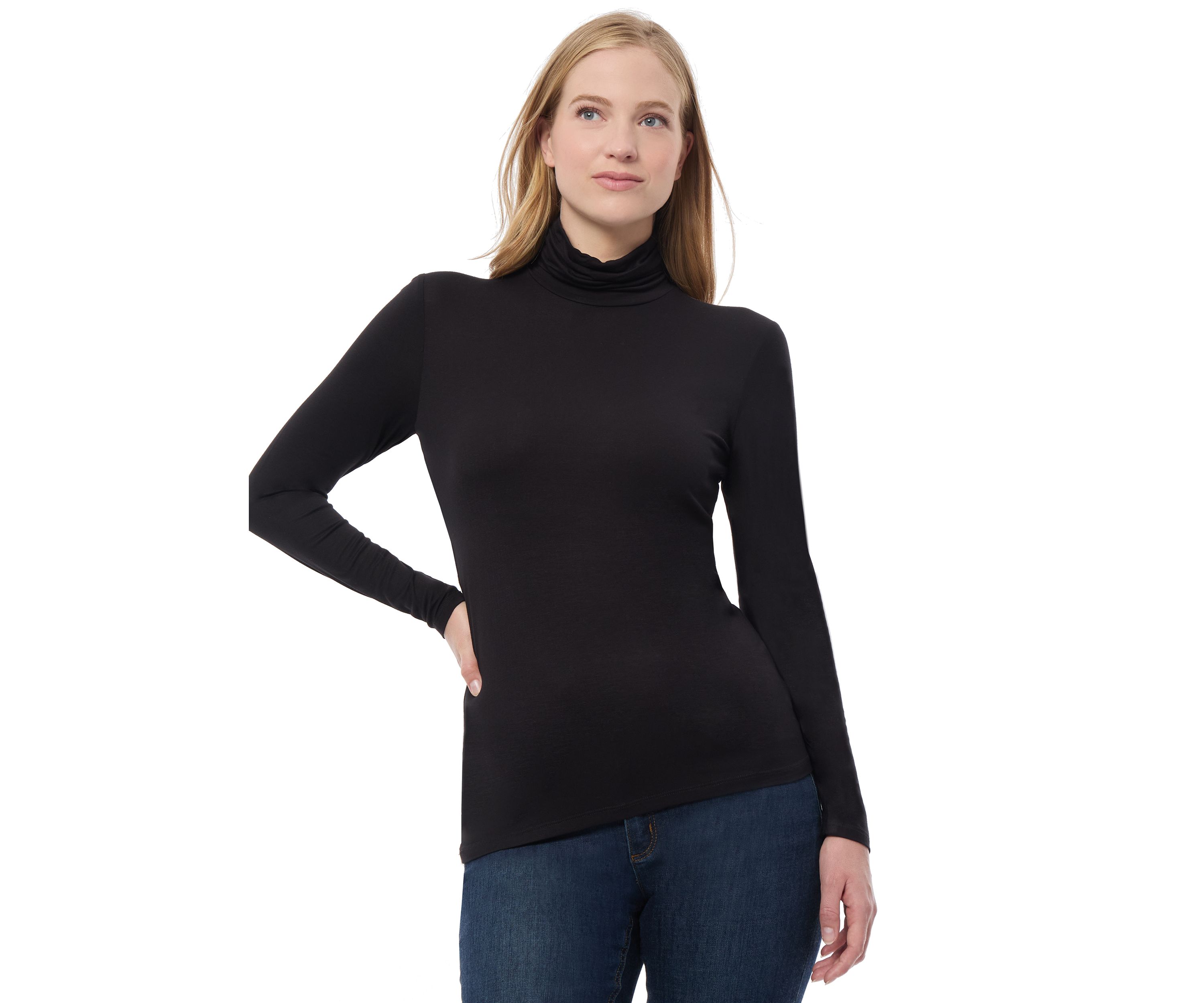 Petite Long Sleeve Mock Neck Top