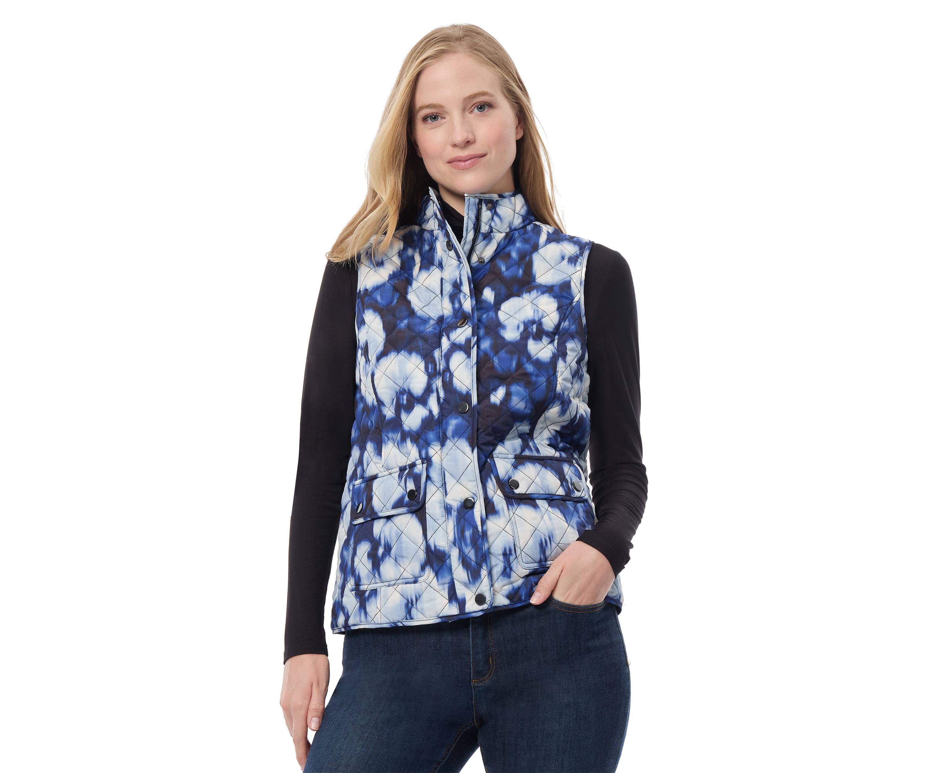 Womens Printed Quilted Sleeveless Vest