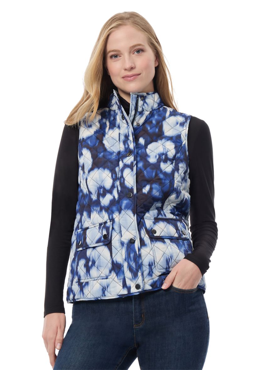 Womens Printed Quilted Sleeveless Vest