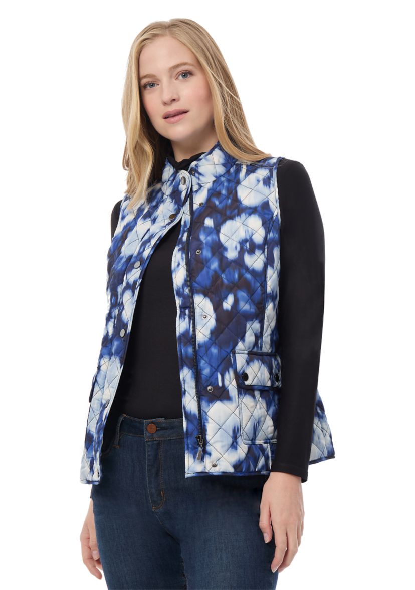 Womens Printed Quilted Sleeveless Vest