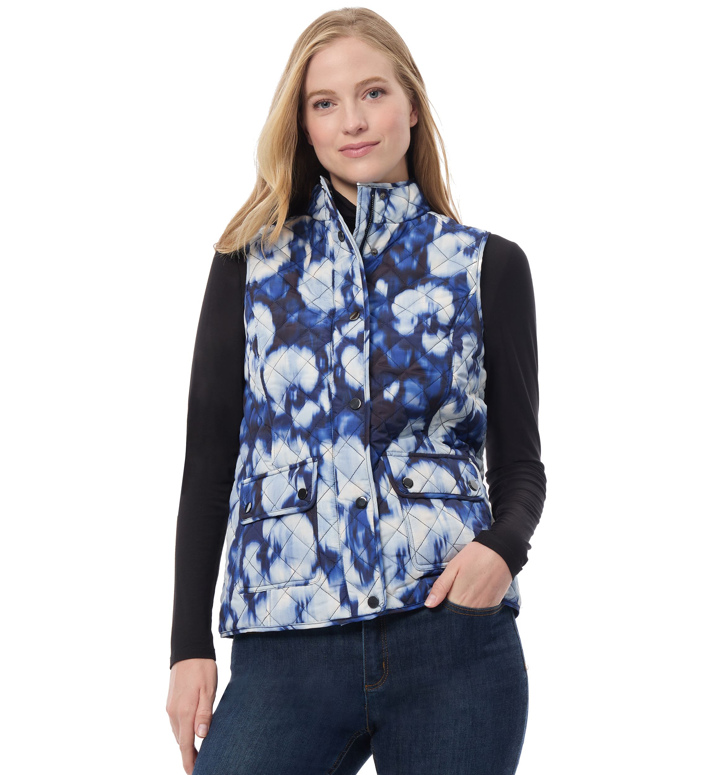 Petite Patch Pocket Printed Vest