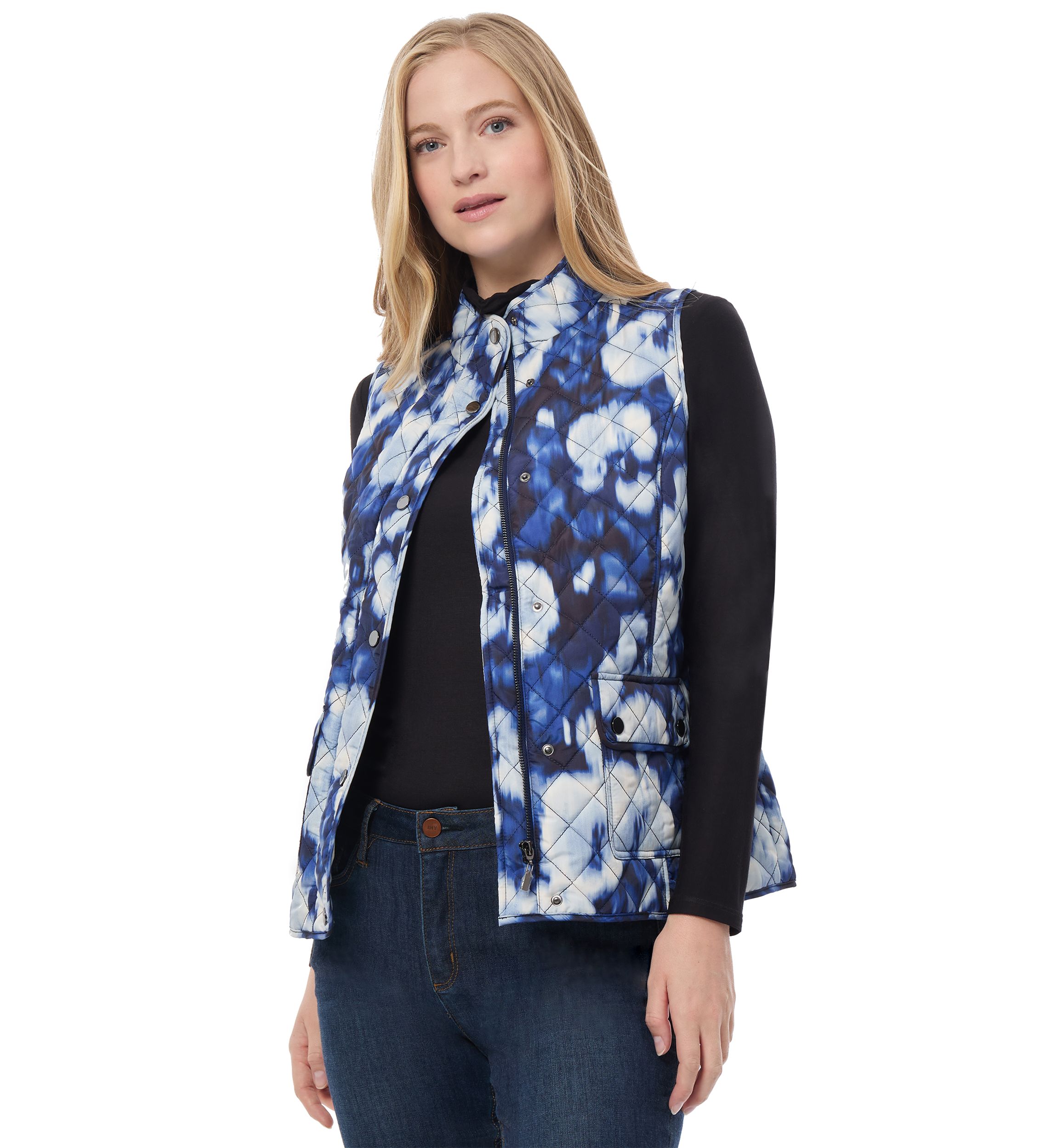 Petite Patch Pocket Printed Vest