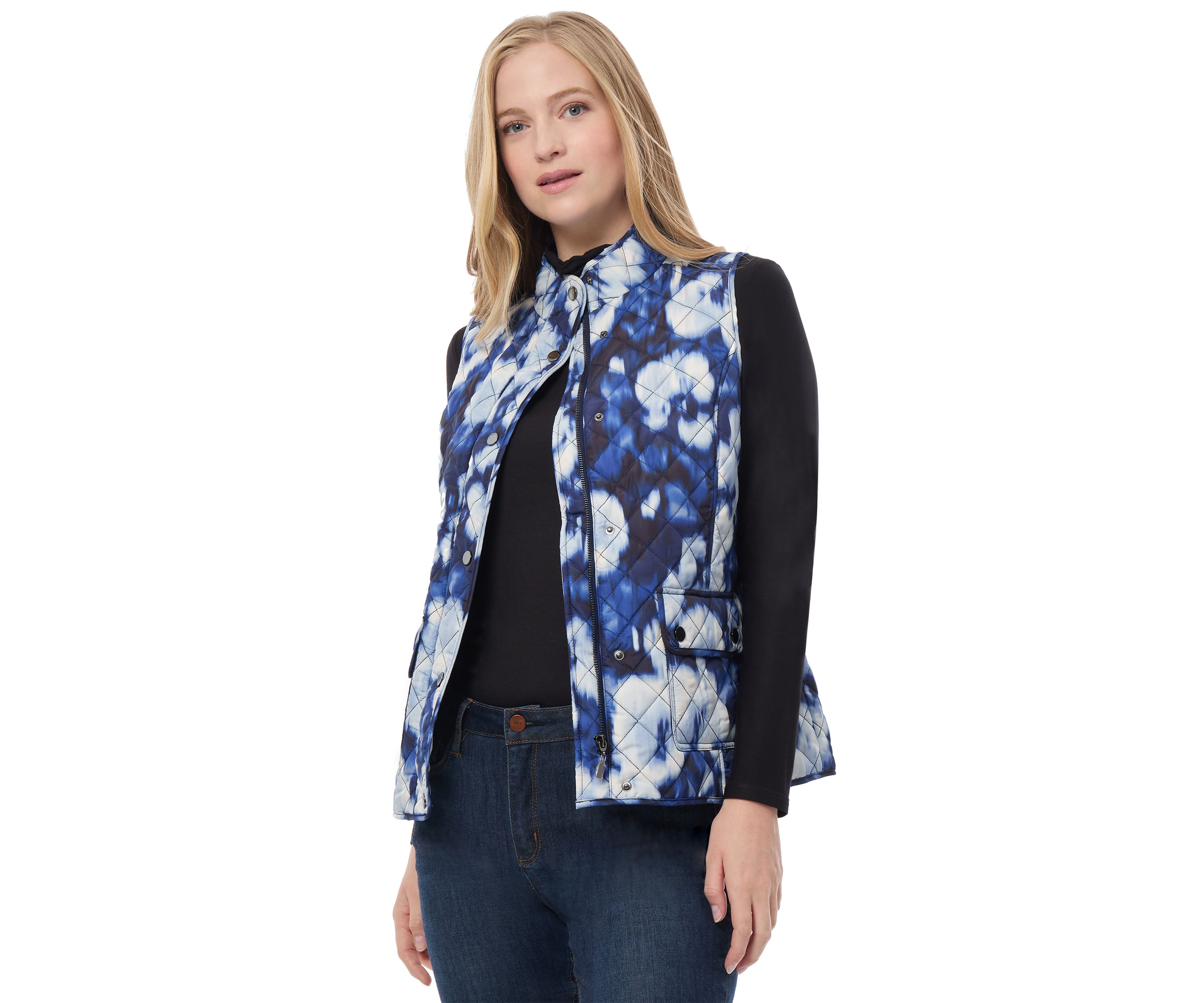Petite Patch Pocket Printed Vest