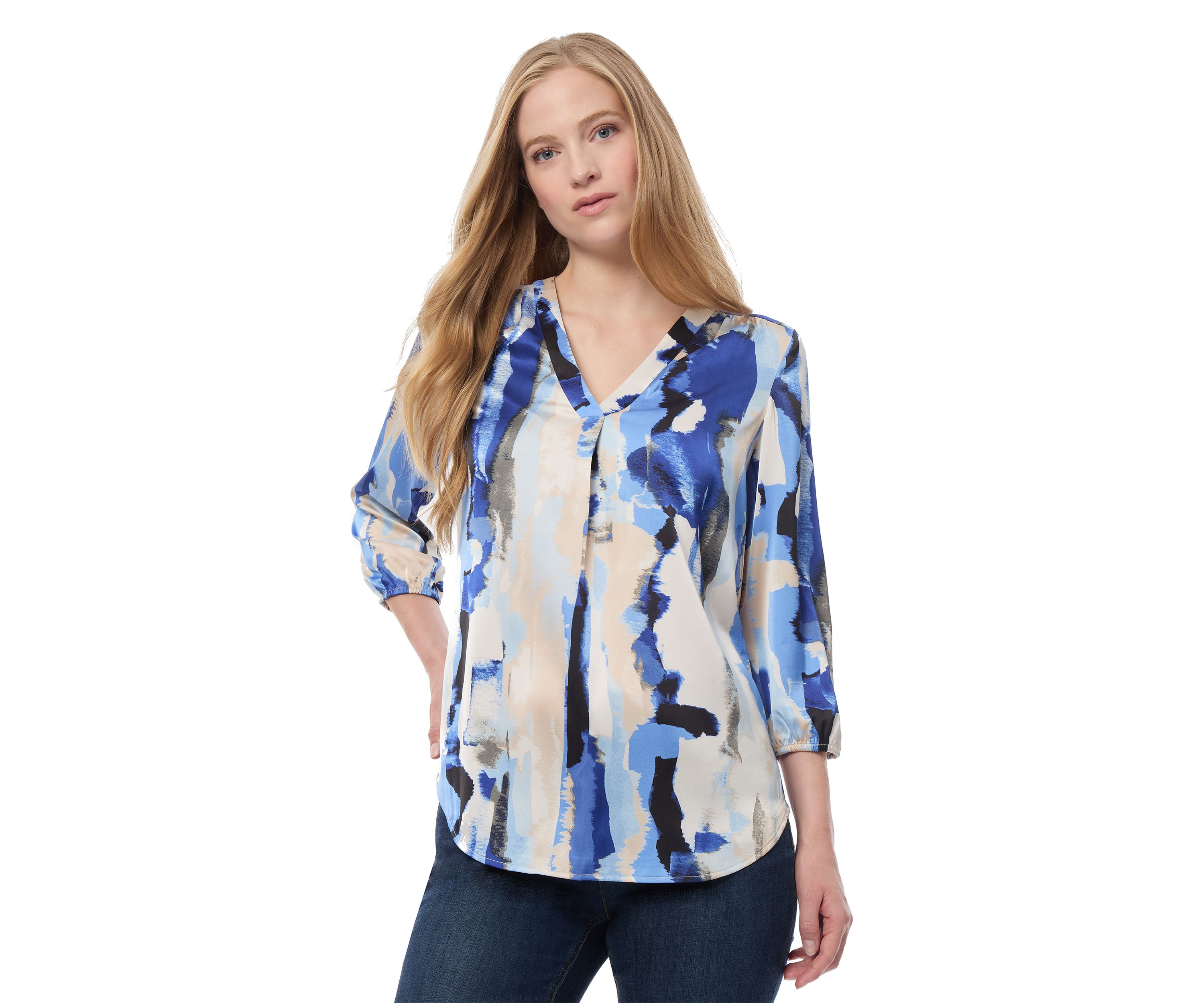 Womens 3/4 Printed Satin Blouse 