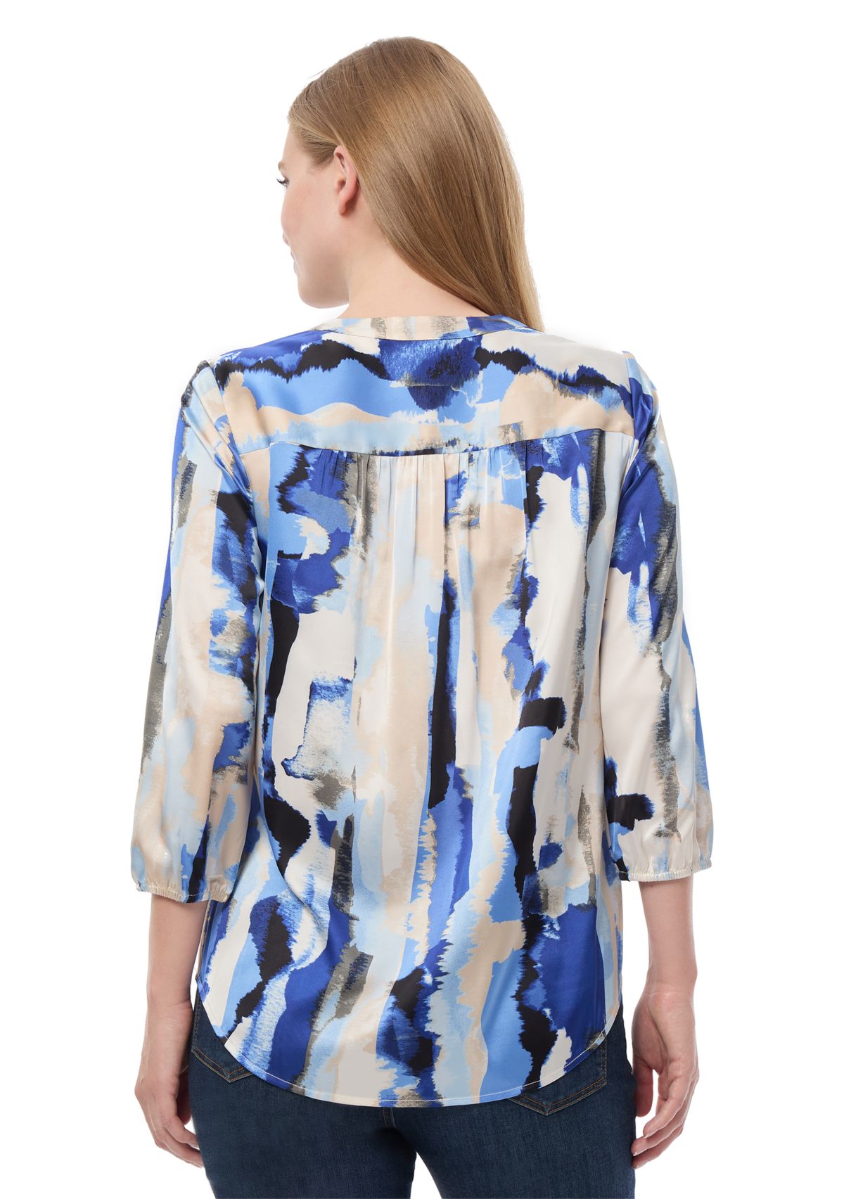 Womens 3/4 Printed Satin Blouse 