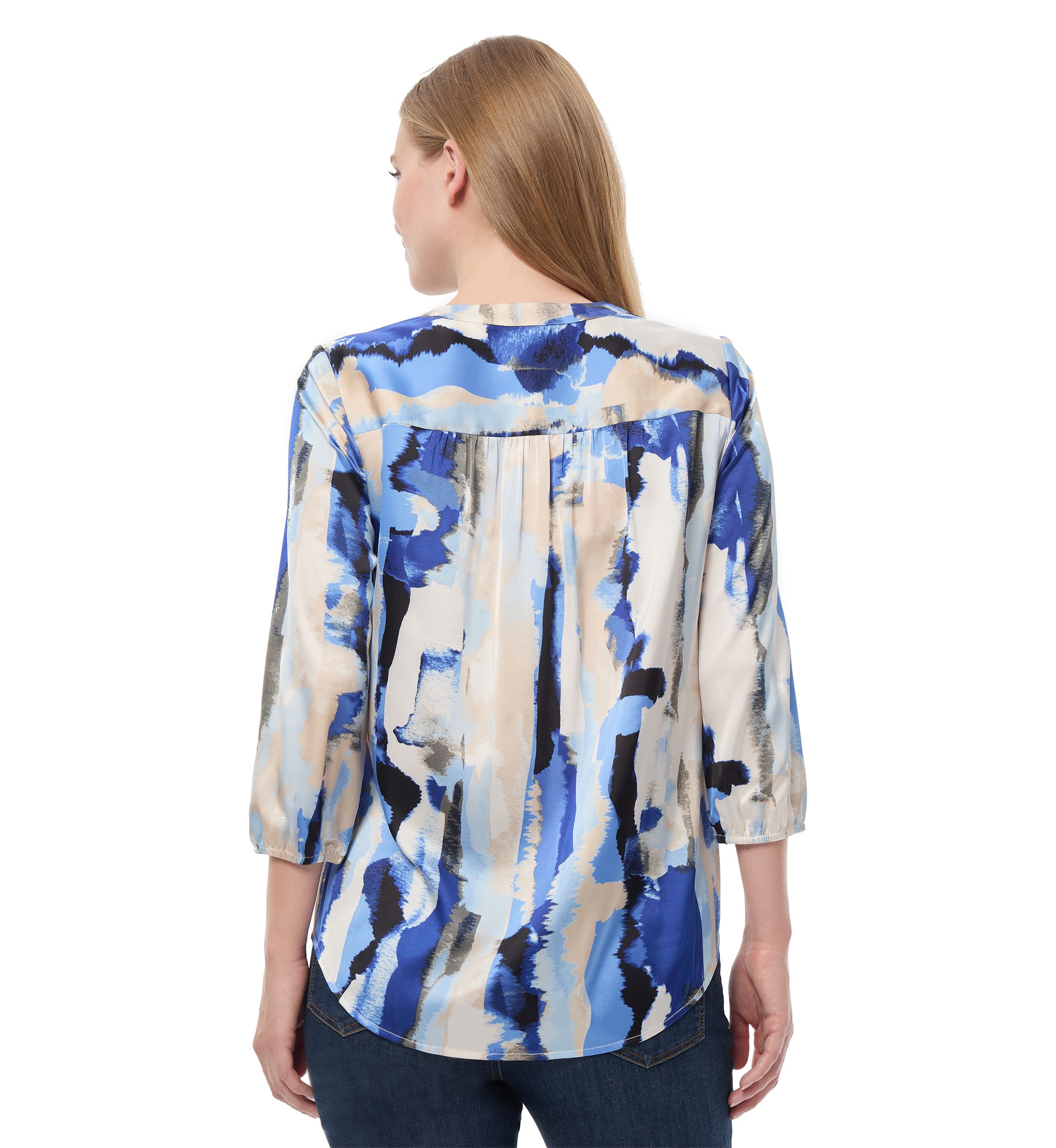 Womens 3/4 Printed Satin Blouse 