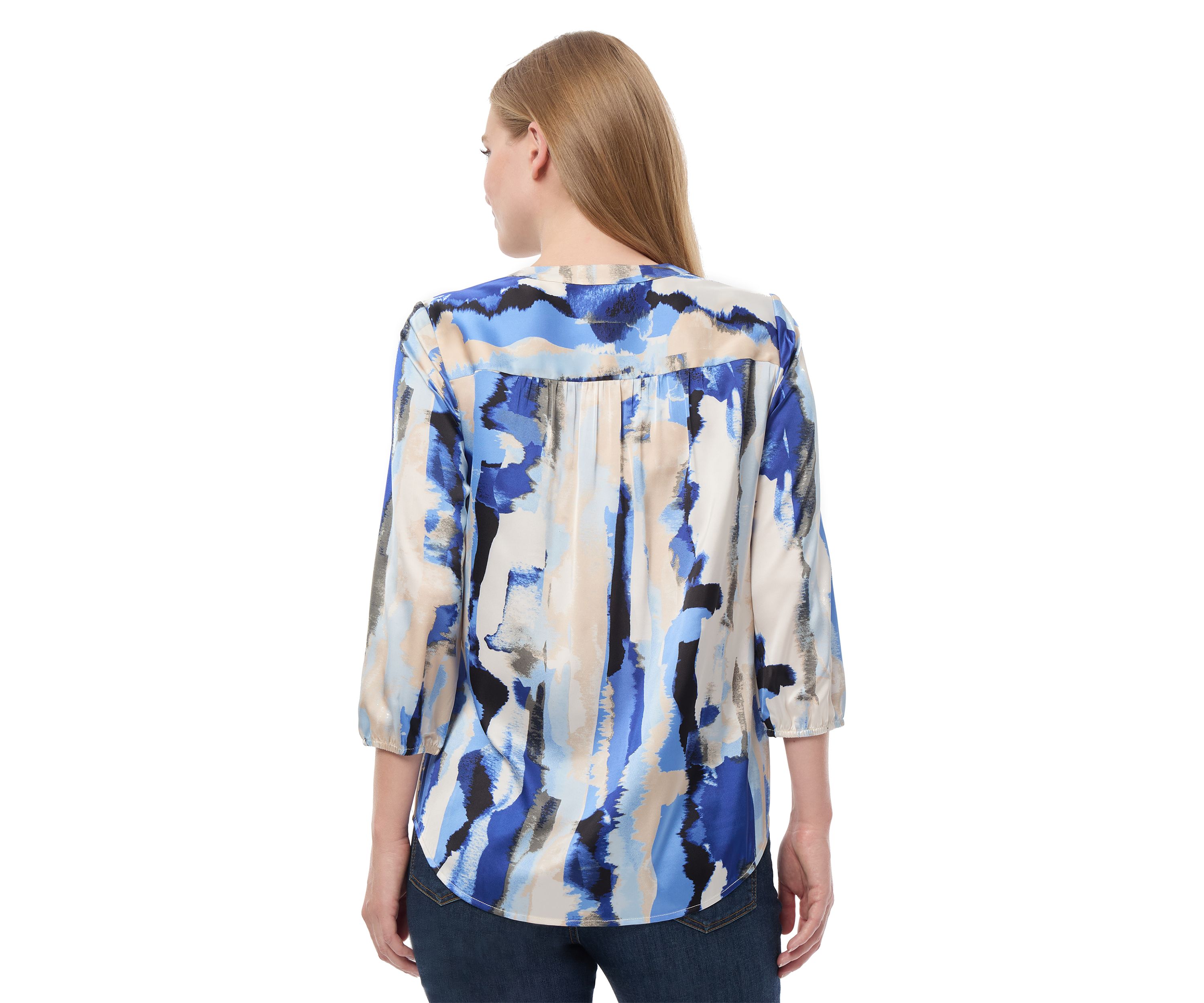 Womens 3/4 Printed Satin Blouse 