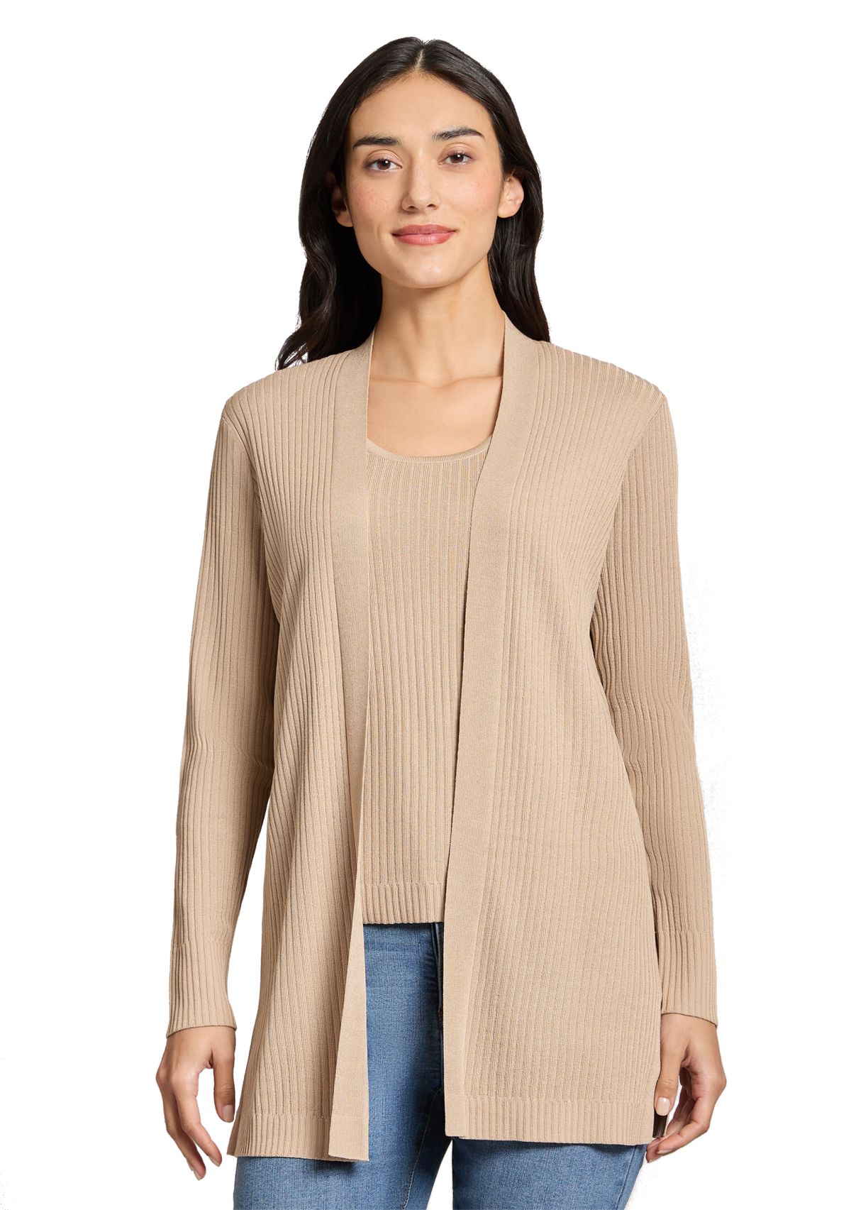 Womens Long Sleeve Cardigan with Side Slits