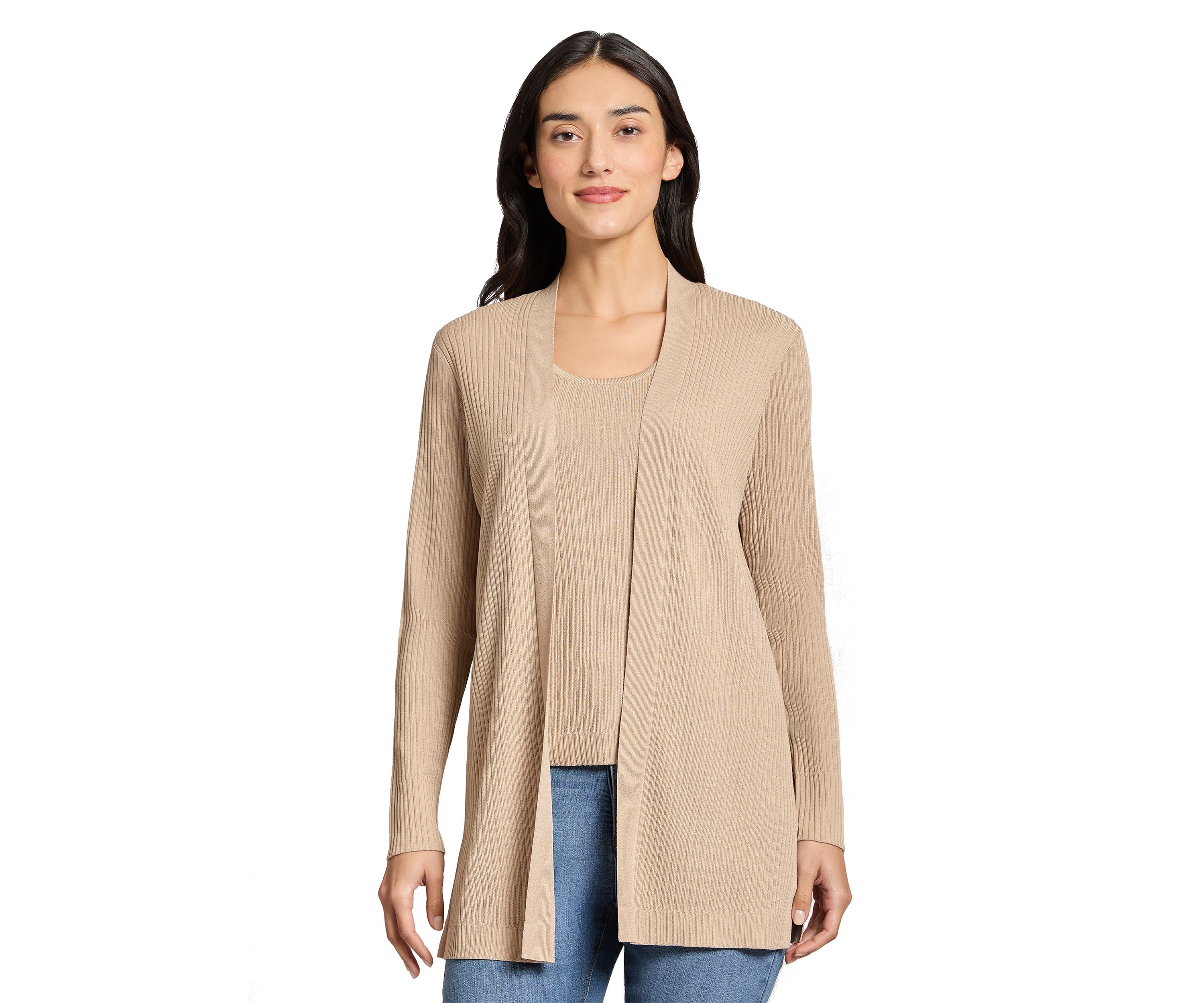 Womens Long Sleeve Cardigan with Side Slits