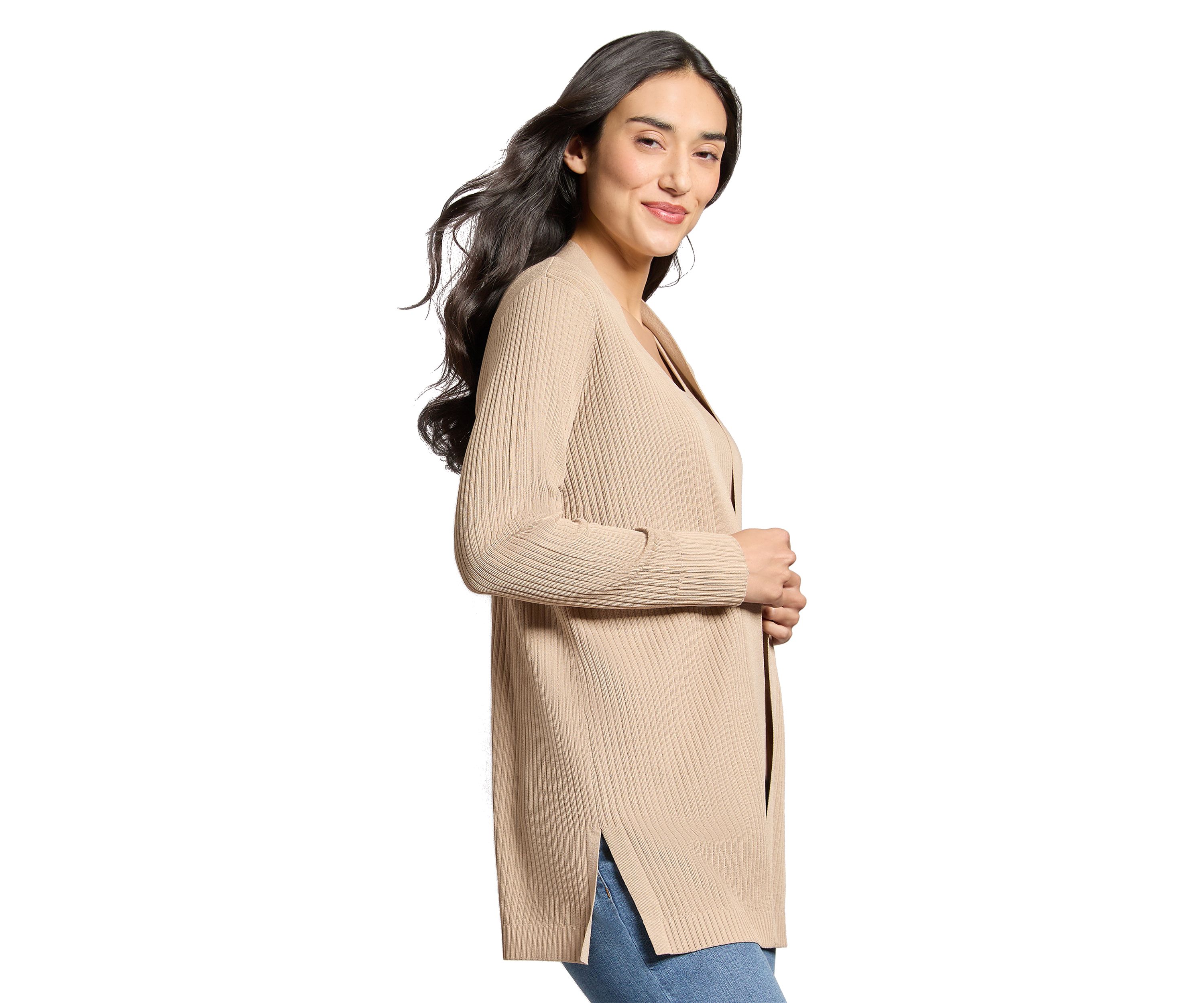 Womens Long Sleeve Cardigan with Side Slits
