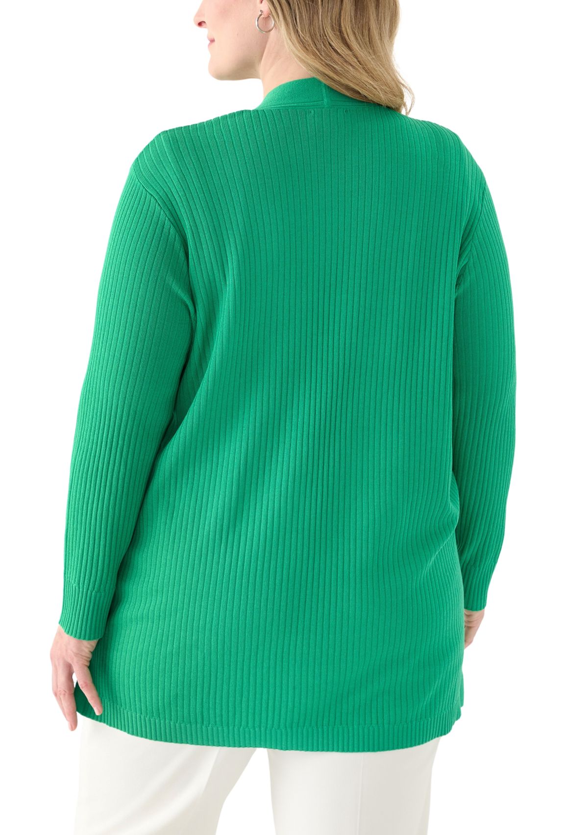 Plus Size Long Sleeve Cardigan with Side Slits