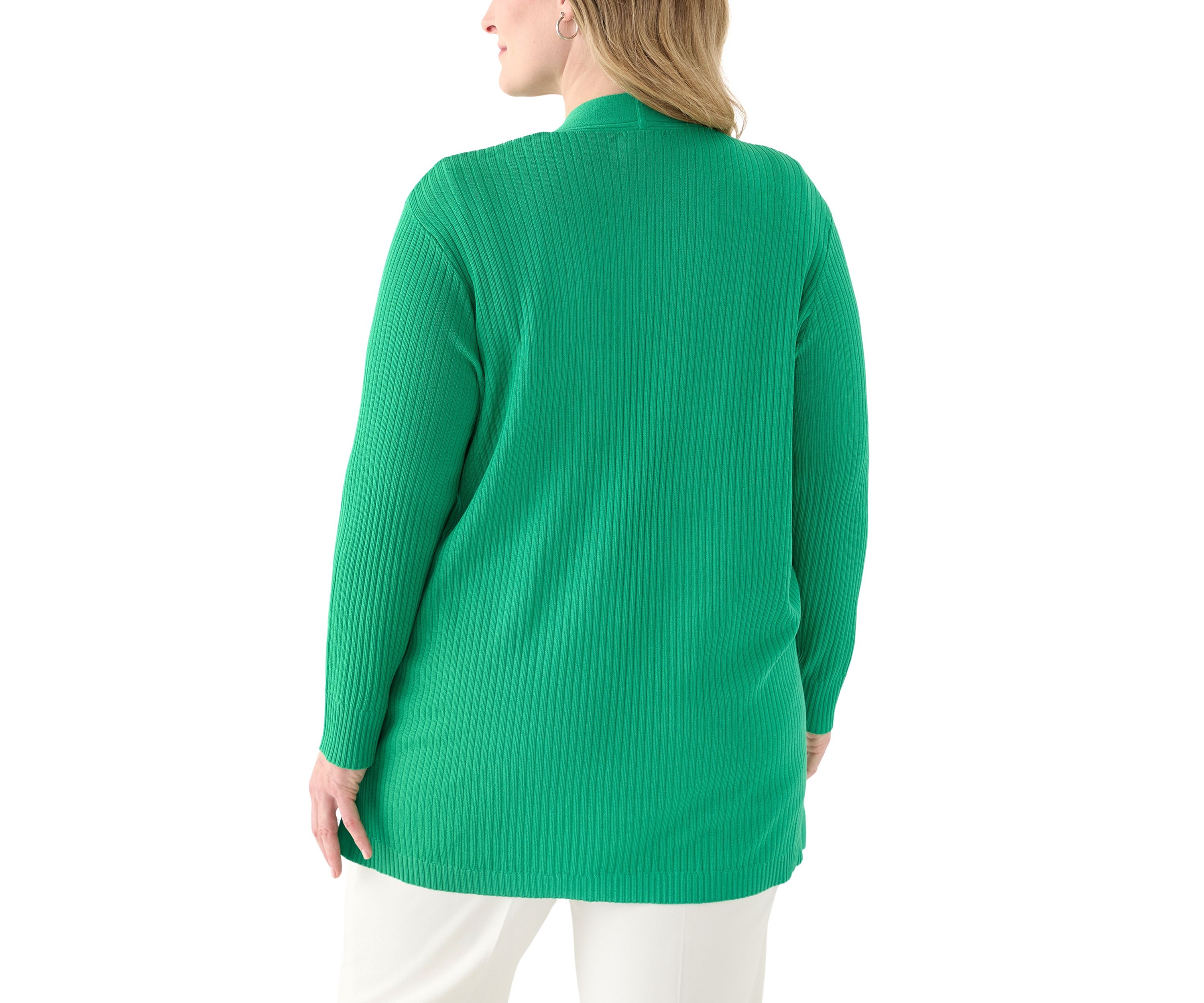 Plus Size Long Sleeve Cardigan with Side Slits