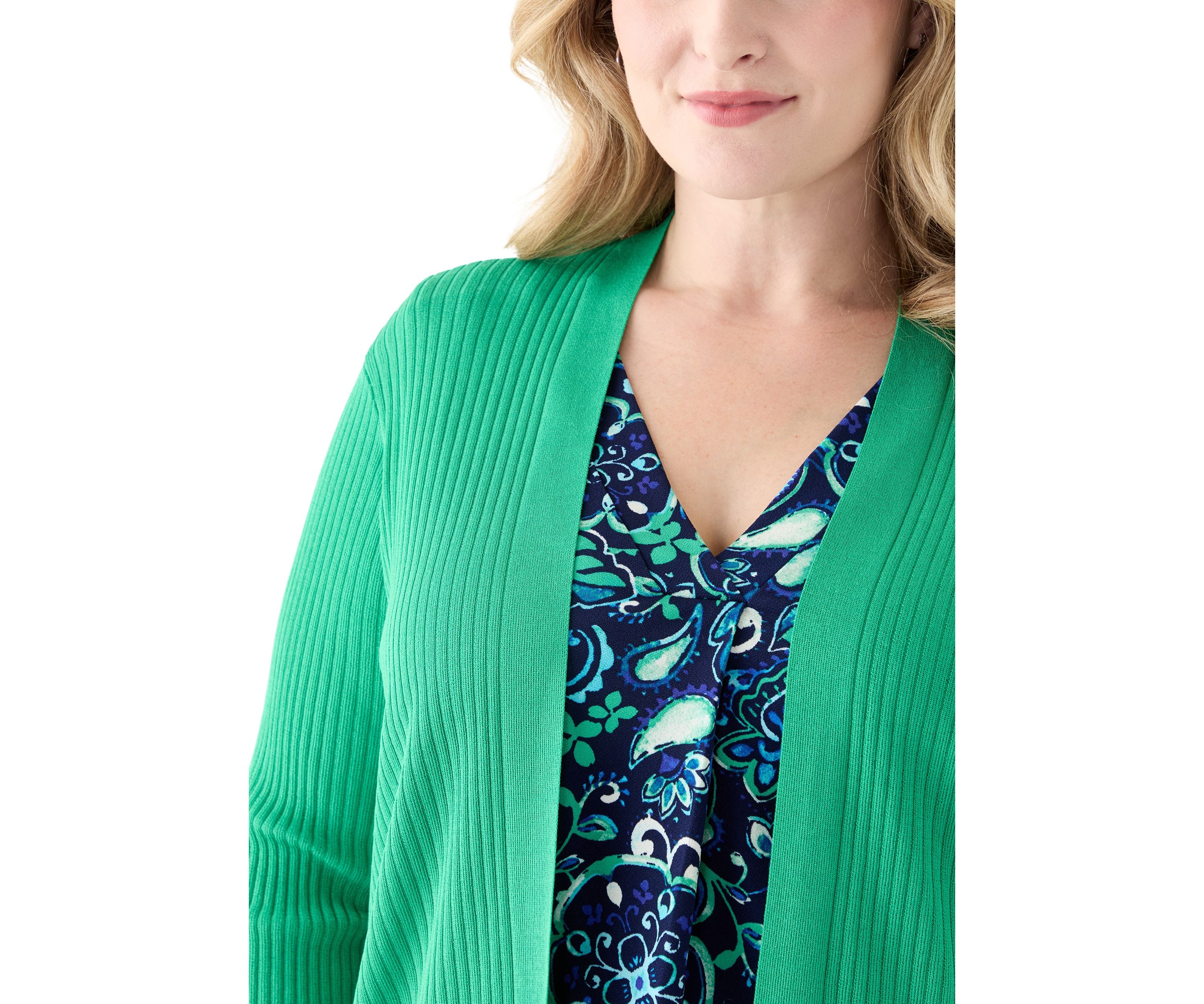 Plus Size Long Sleeve Cardigan with Side Slits