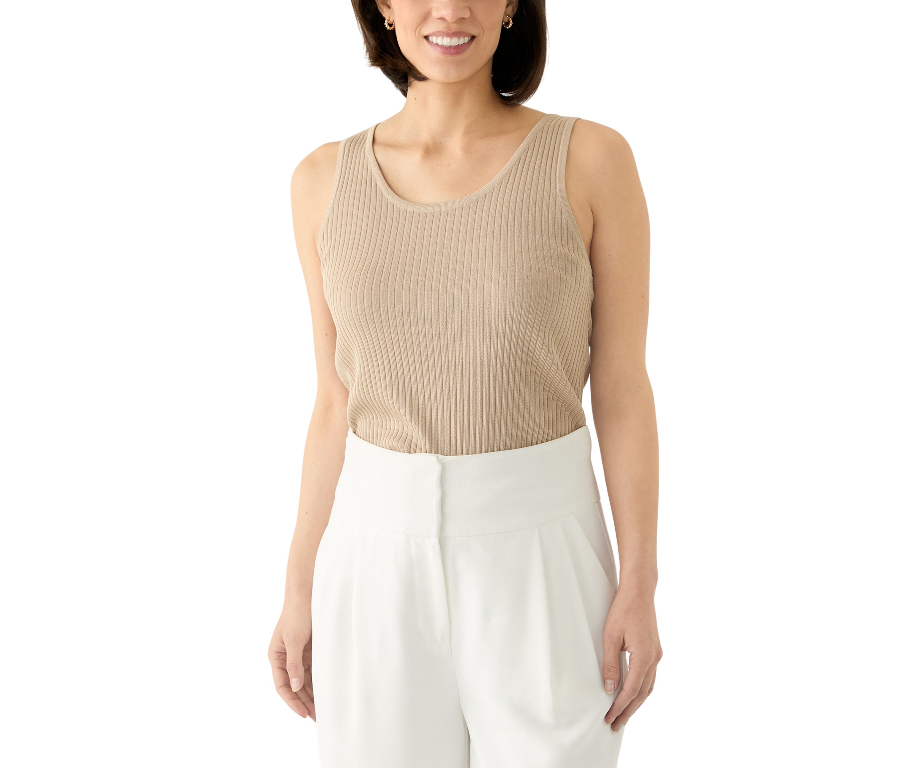 Petite Scoop Neck Tank Top in Flat Back Rib