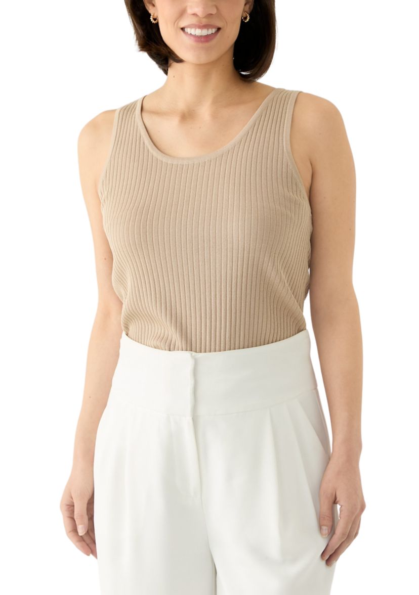 Petite Scoop Neck Tank Top in Flat Back Rib
