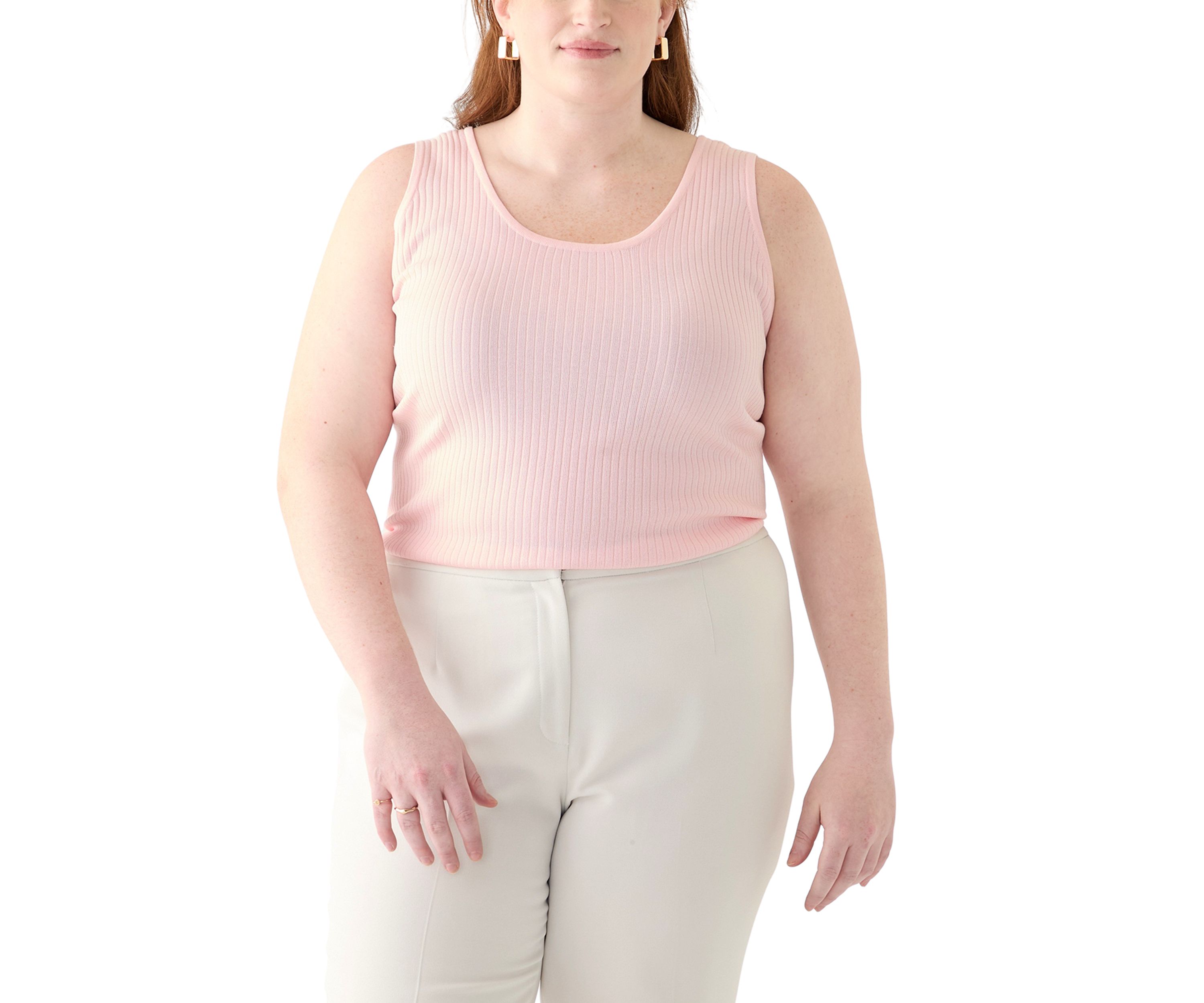 Plus Size Scoop Neck Tank Top in Flat Back Rib