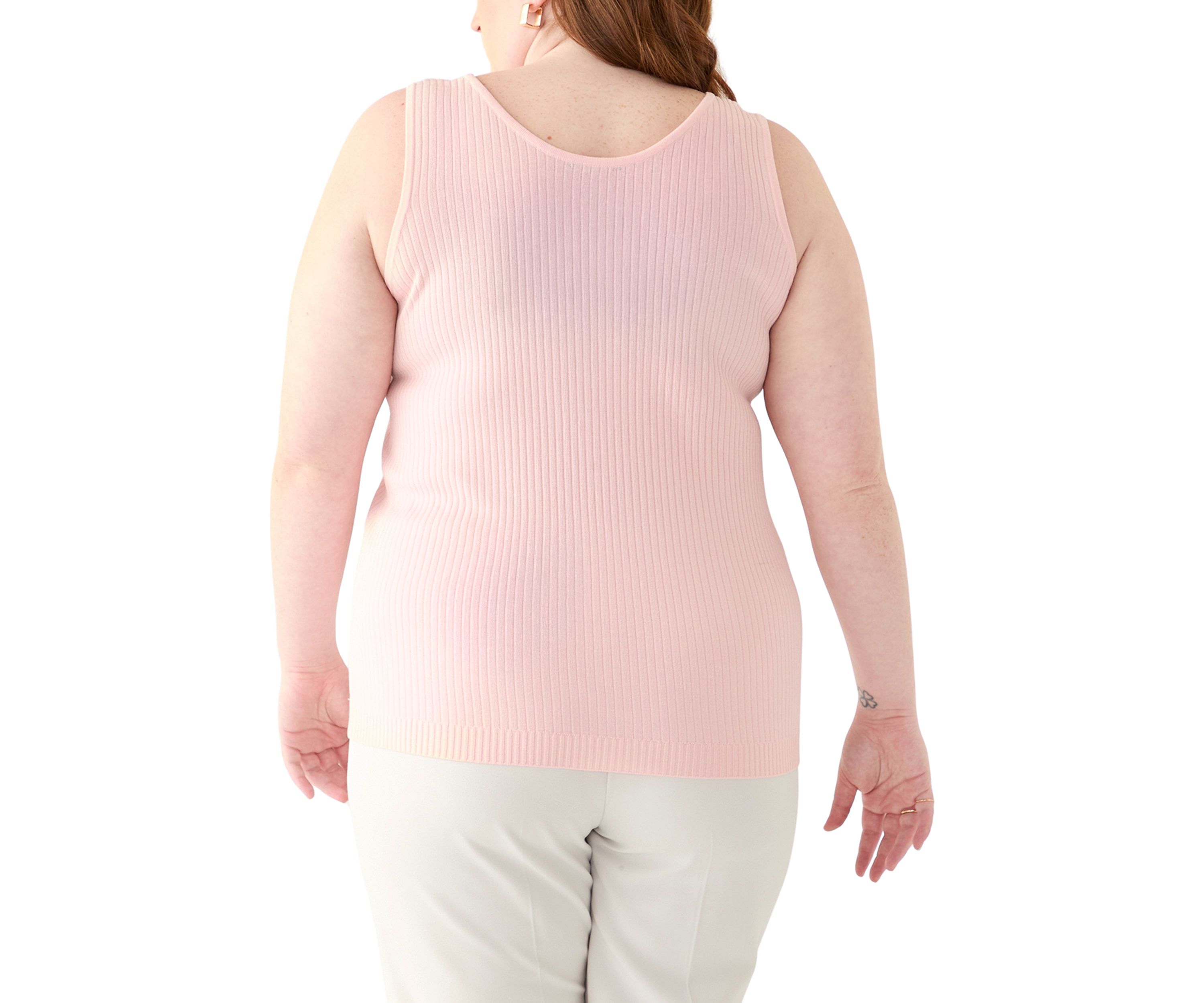 Plus Size Scoop Neck Tank Top in Flat Back Rib