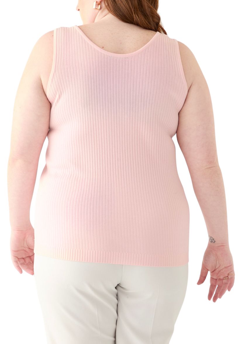 Plus Size Scoop Neck Tank Top in Flat Back Rib