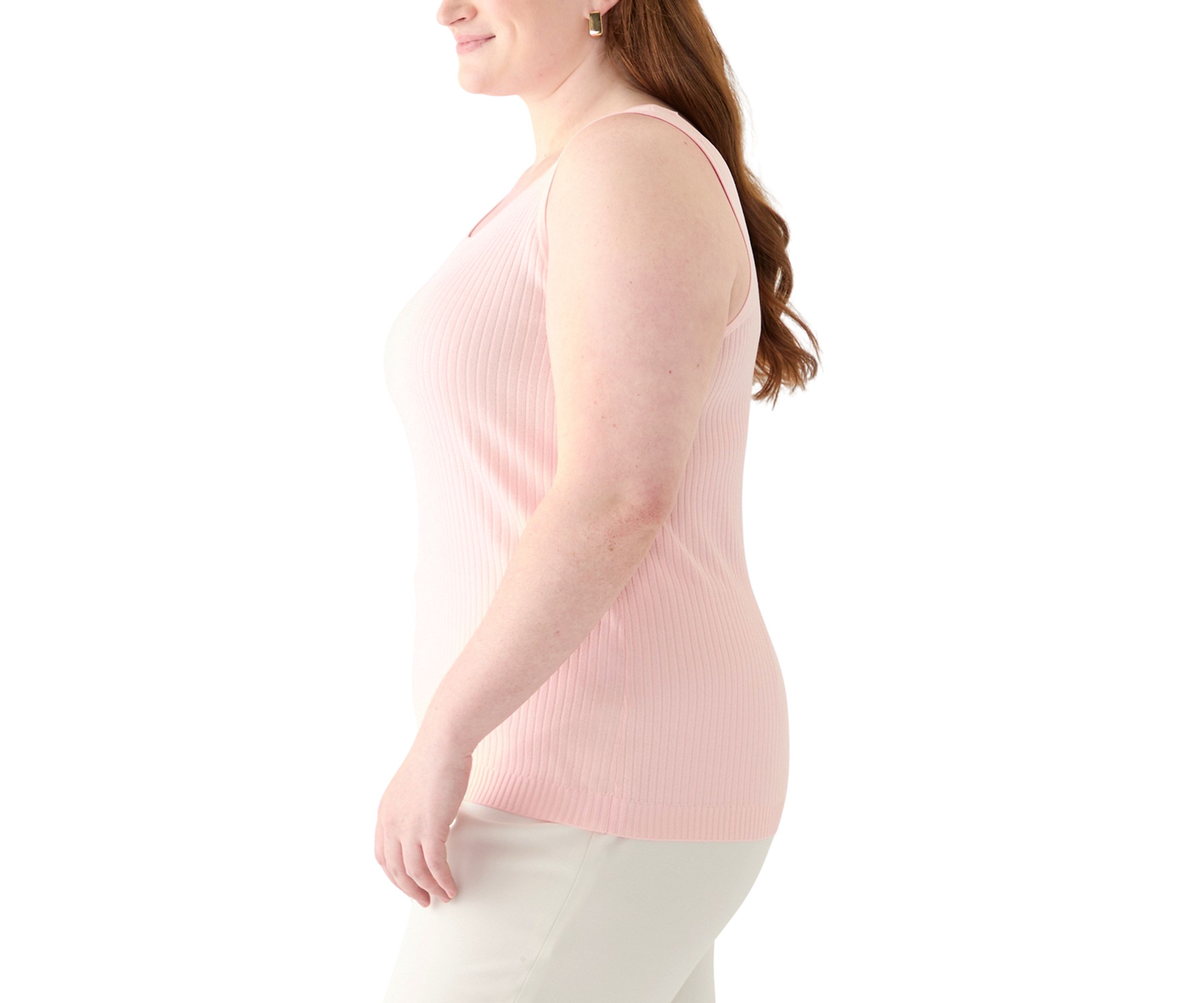 Plus Size Scoop Neck Tank Top in Flat Back Rib