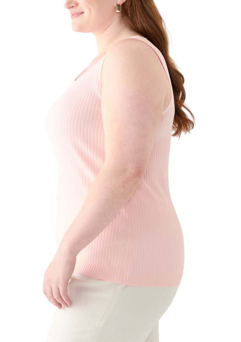 Plus Size Scoop Neck Tank Top in Flat Back Rib