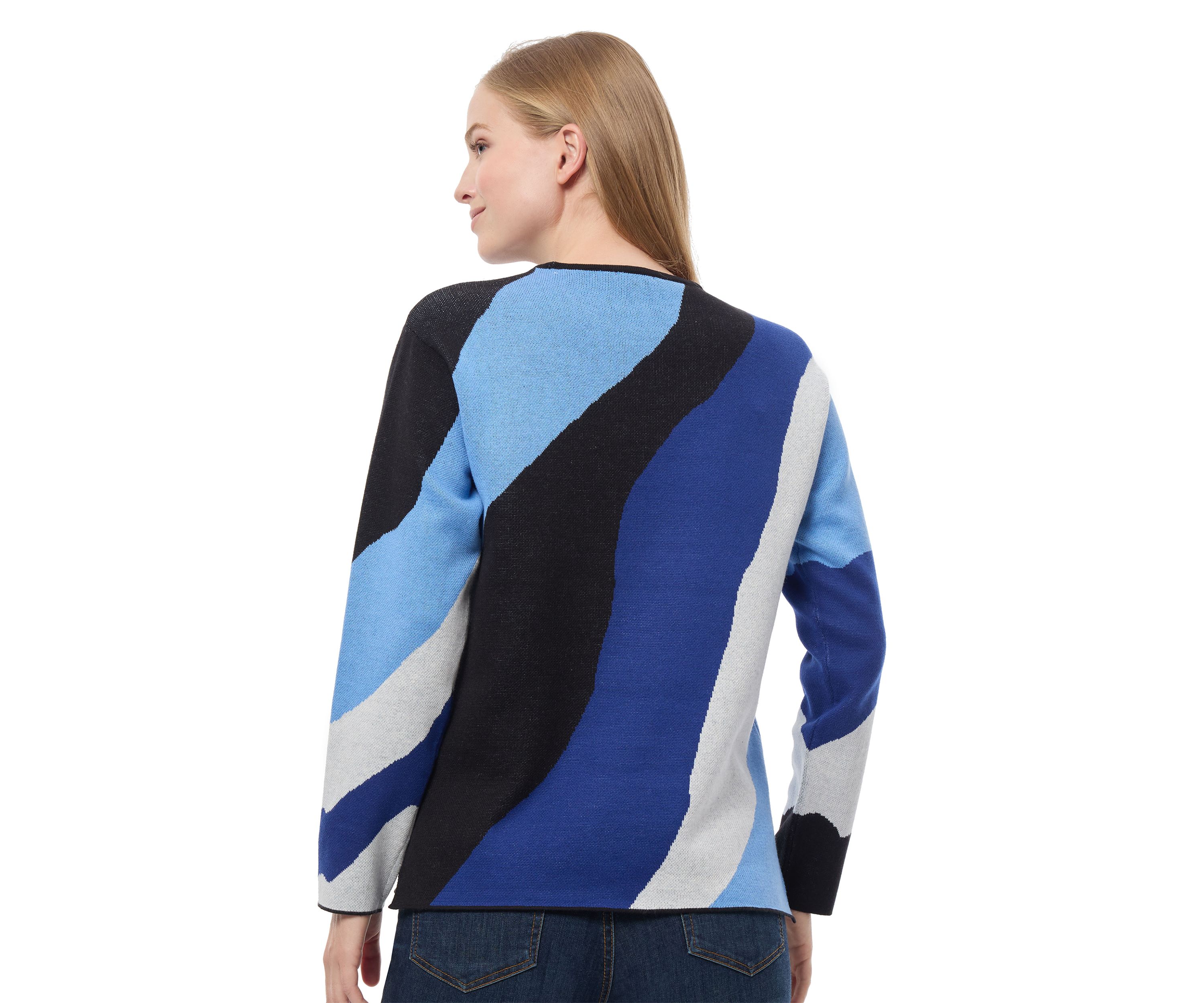Womens Color Blocked Boat Neck Sweater