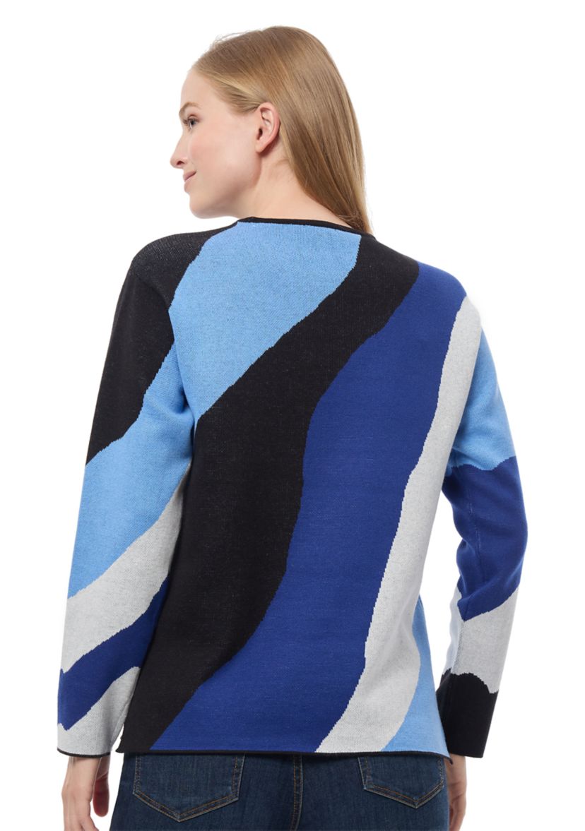 Womens Color Blocked Boat Neck Sweater
