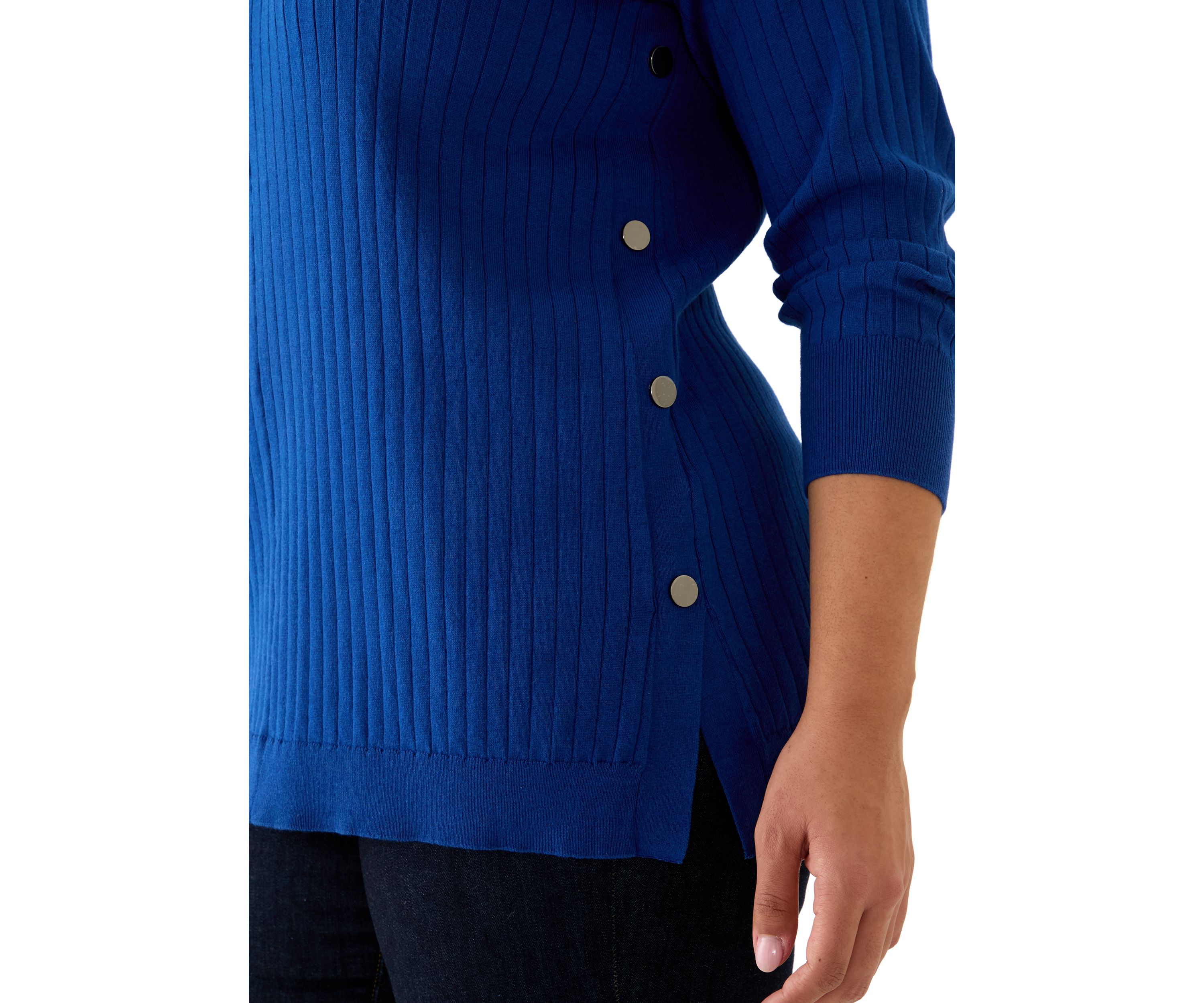 Plus Size Mock Neck Long Sleeve Sweater with Side Placket 