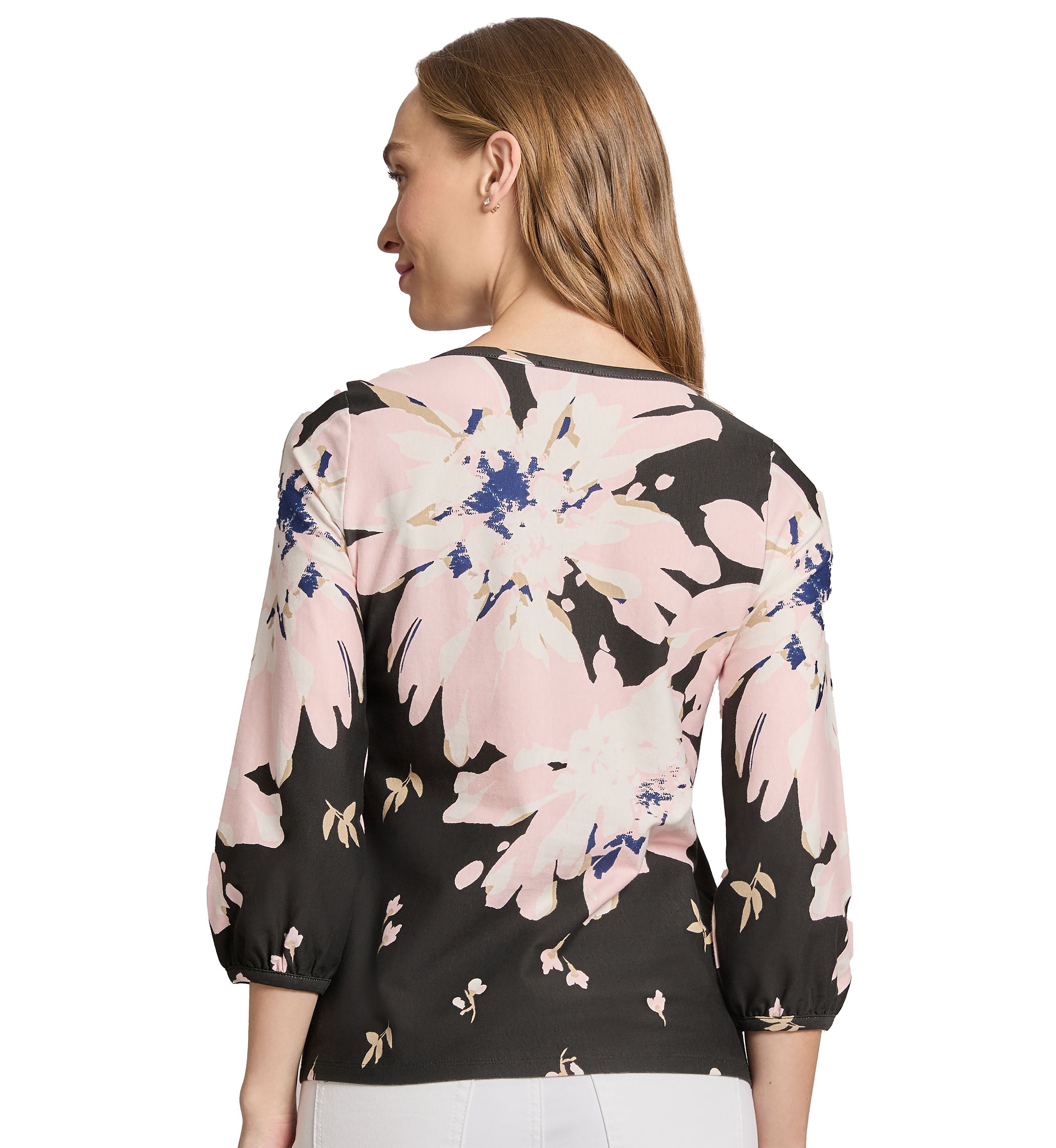 Petite 3/4 Puff Sleeve Printed Top