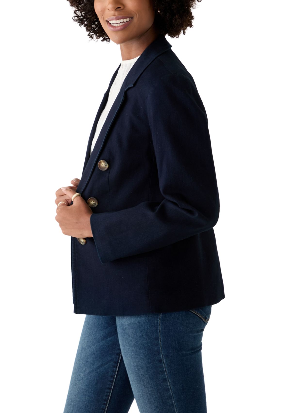 Womens City Denim Faux Double Breasted Jacket