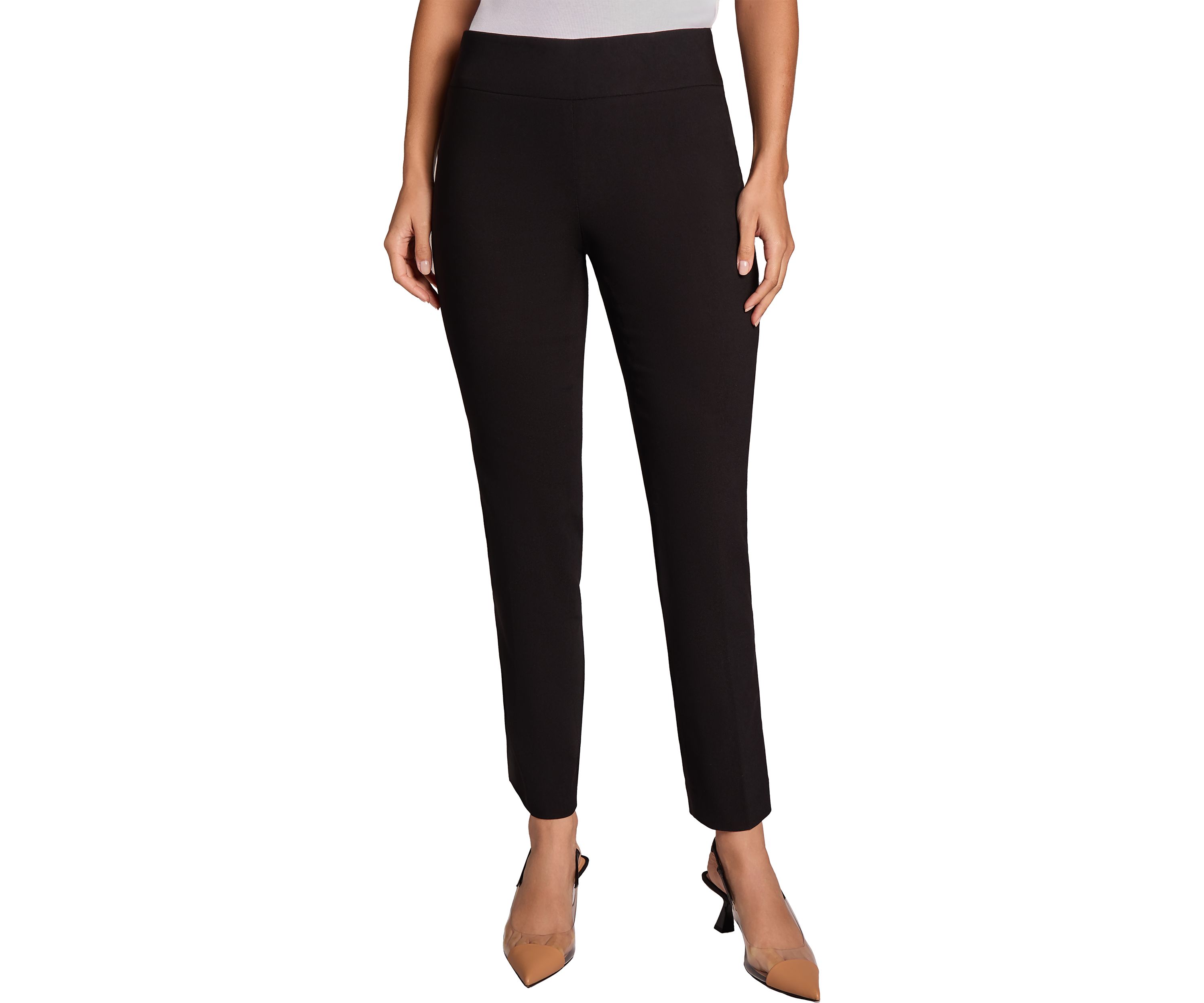 Womens Pull-On Wide Waistband Straight Ankle Pants