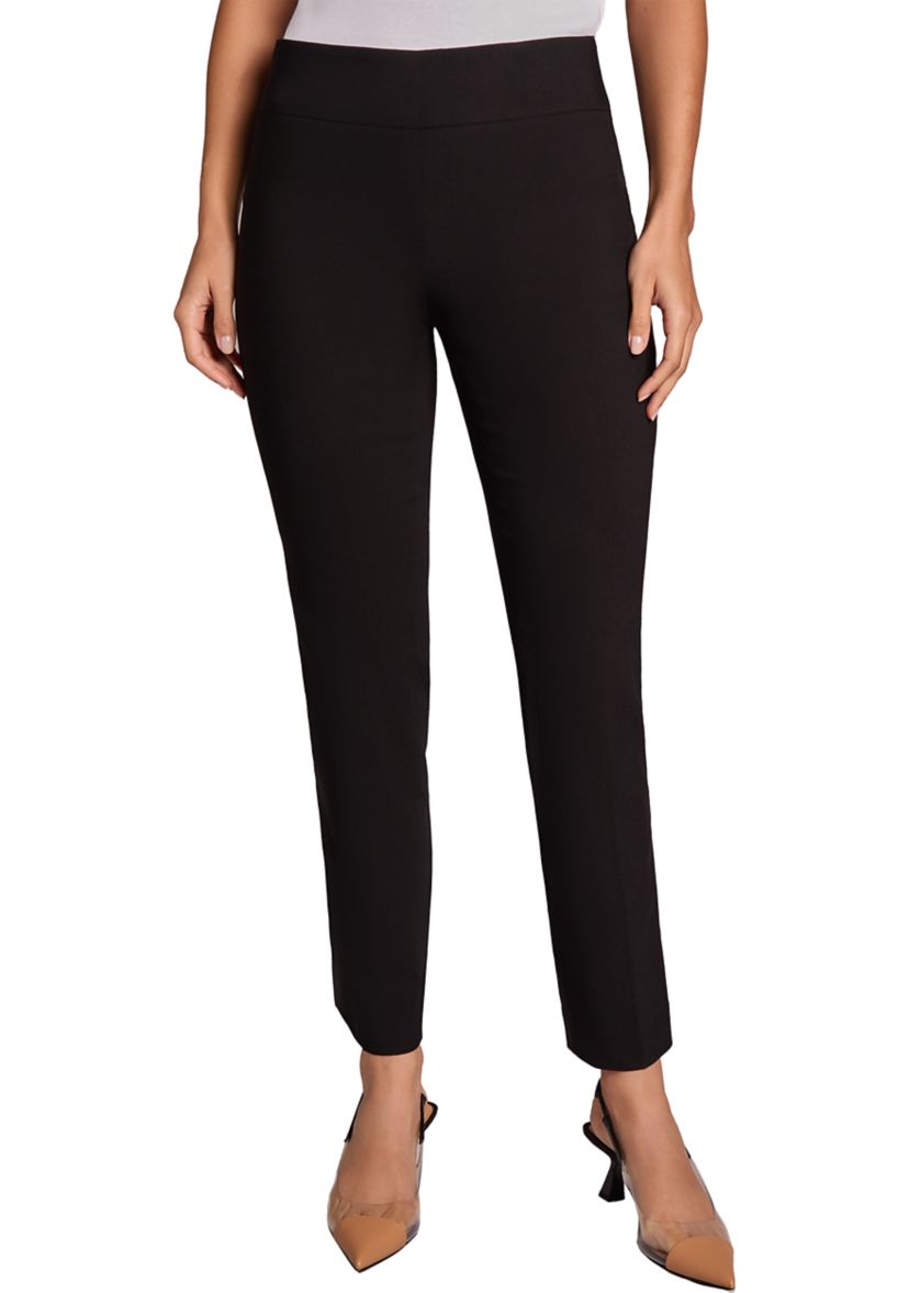 Womens Pull-On Wide Waistband Straight Ankle Pants