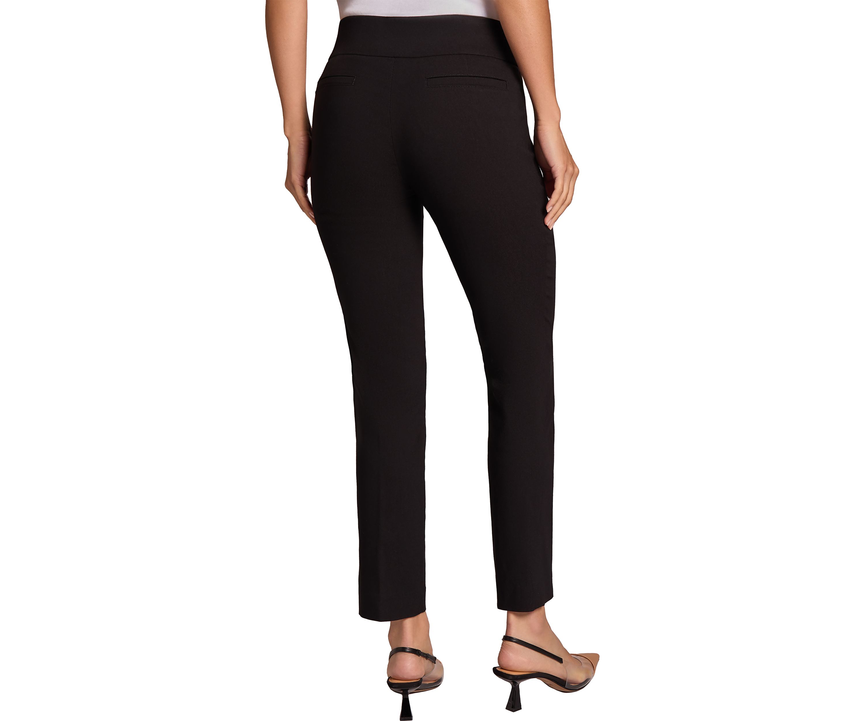 Womens Pull-On Wide Waistband Straight Ankle Pants