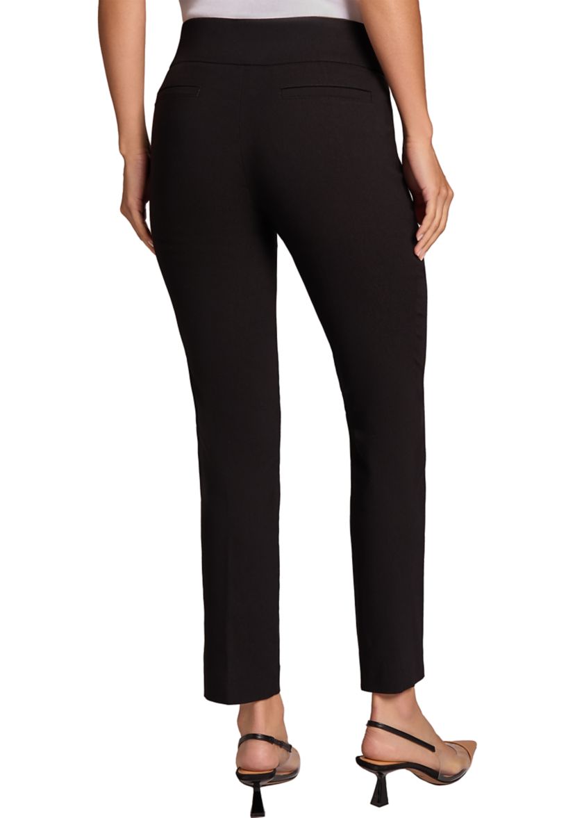 Womens Pull-On Wide Waistband Straight Ankle Pants