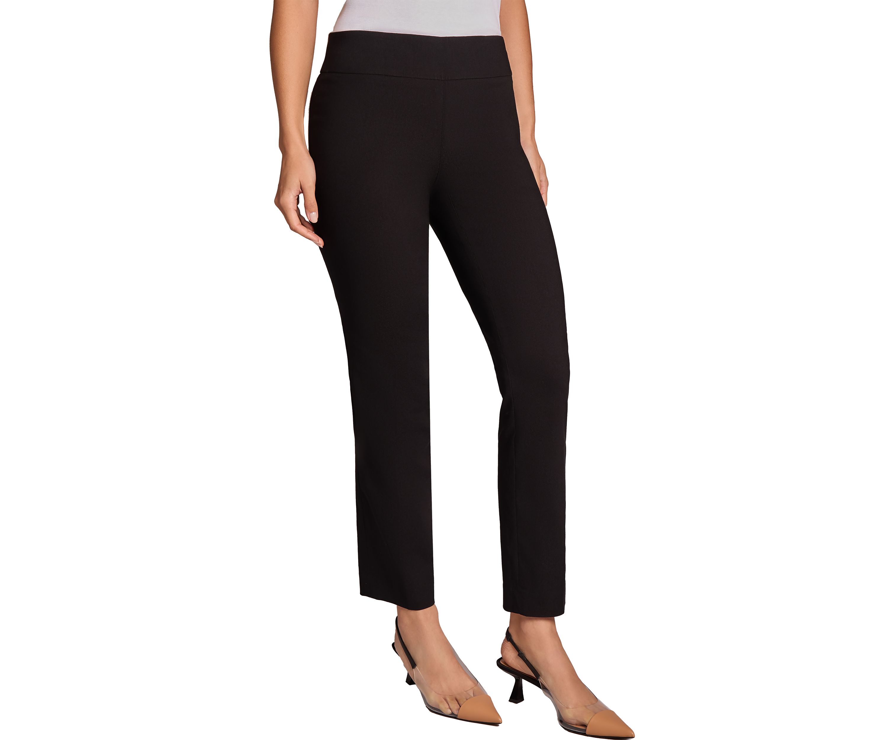 Womens Pull-On Wide Waistband Straight Ankle Pants
