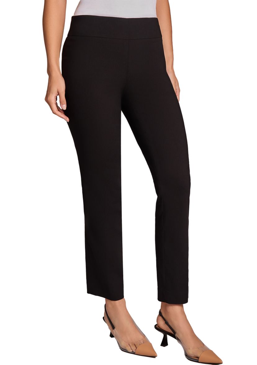Womens Pull-On Wide Waistband Straight Ankle Pants