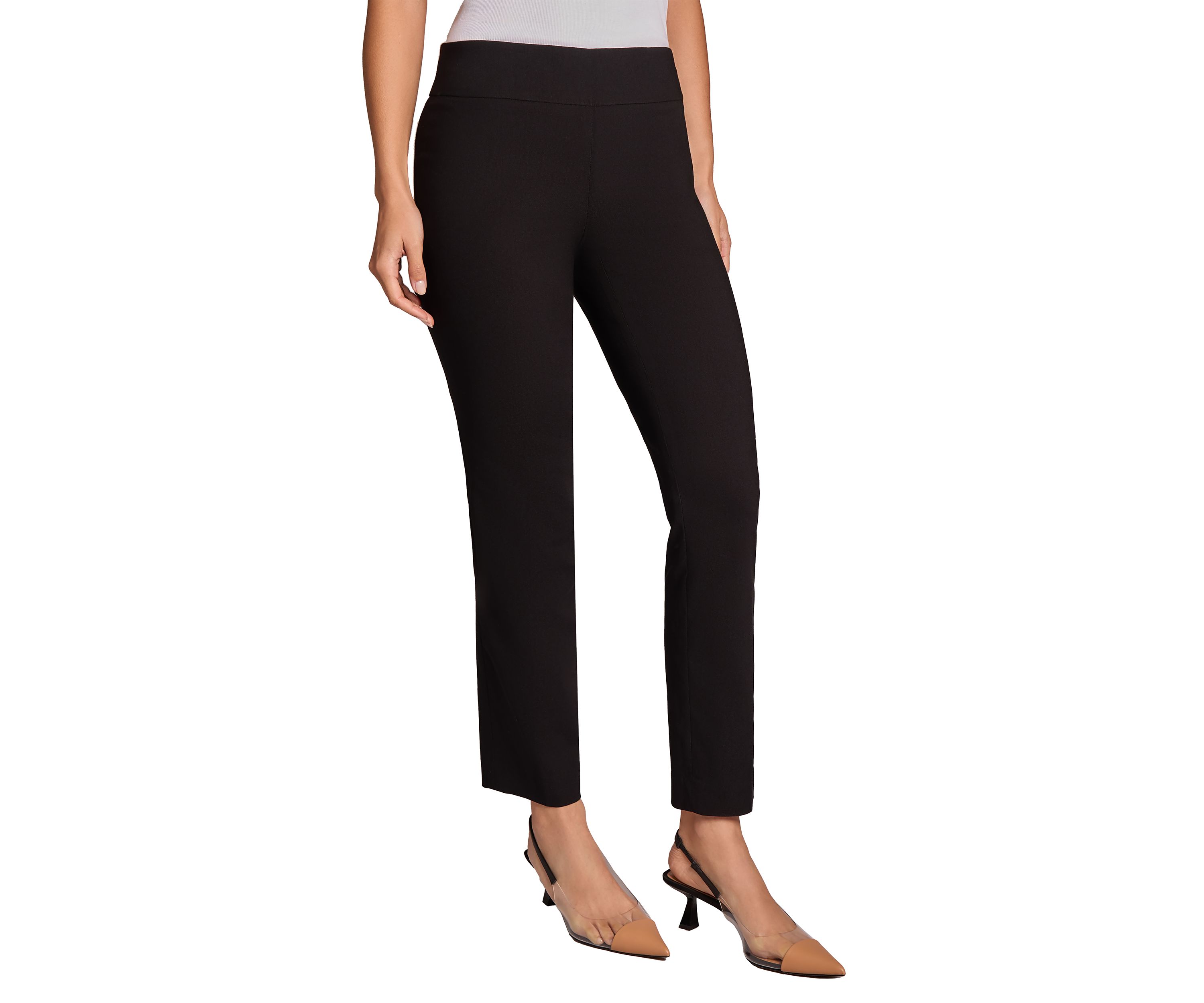 Petite Pull On Straight Ankle Pants